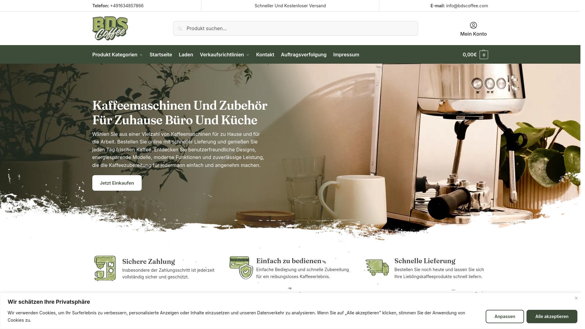 Screenshot bdscoffee.com