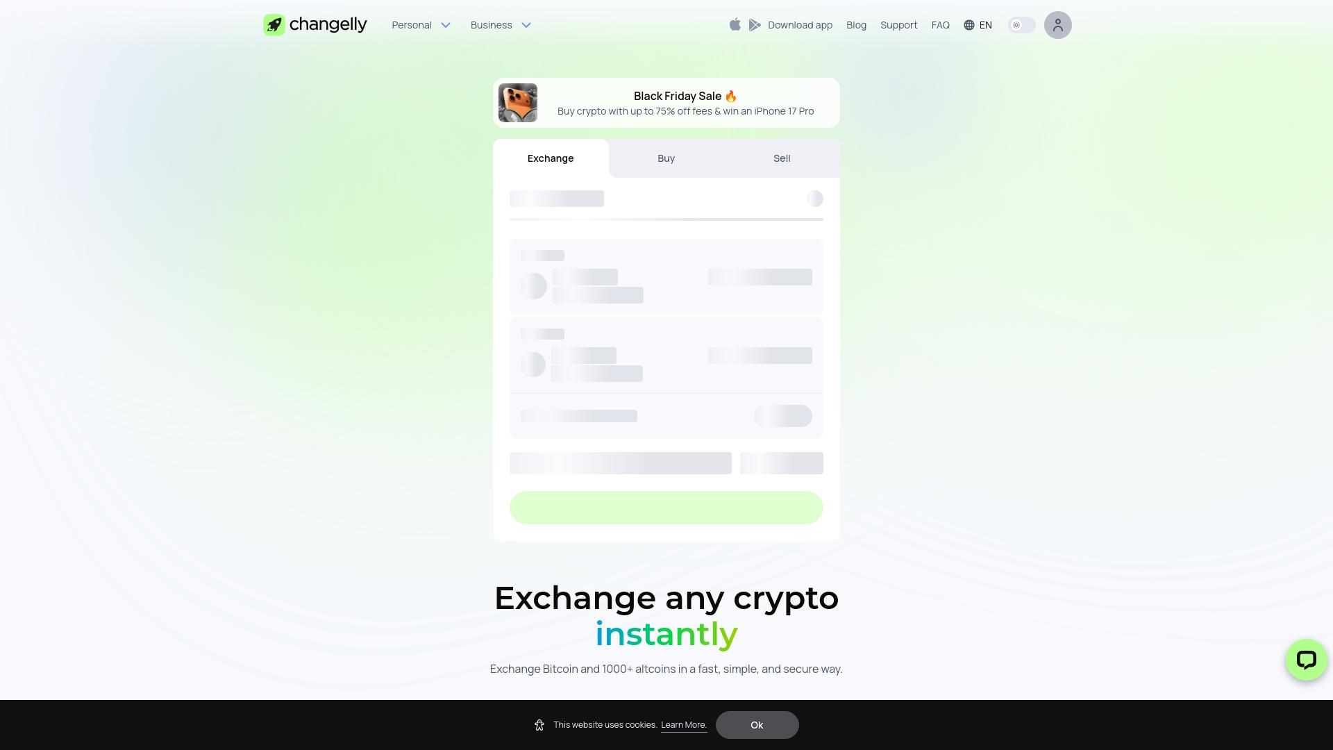 Screenshot changelly.com