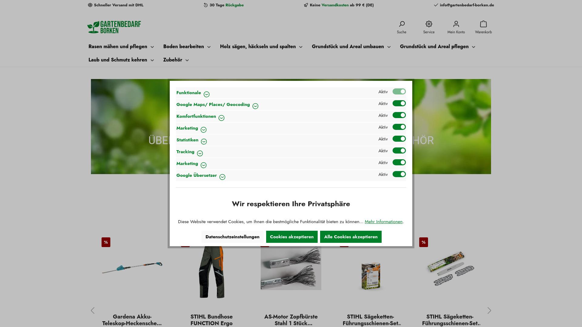 Screenshot gartenbedarf-borken.de