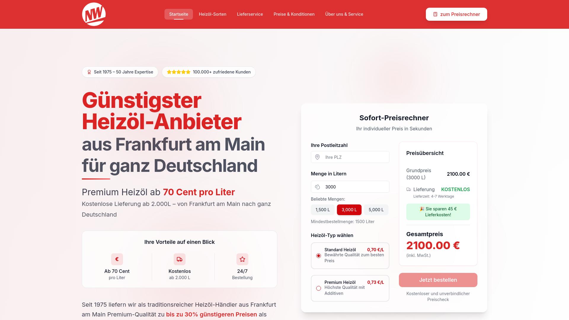 Screenshot nw-heizoel.de