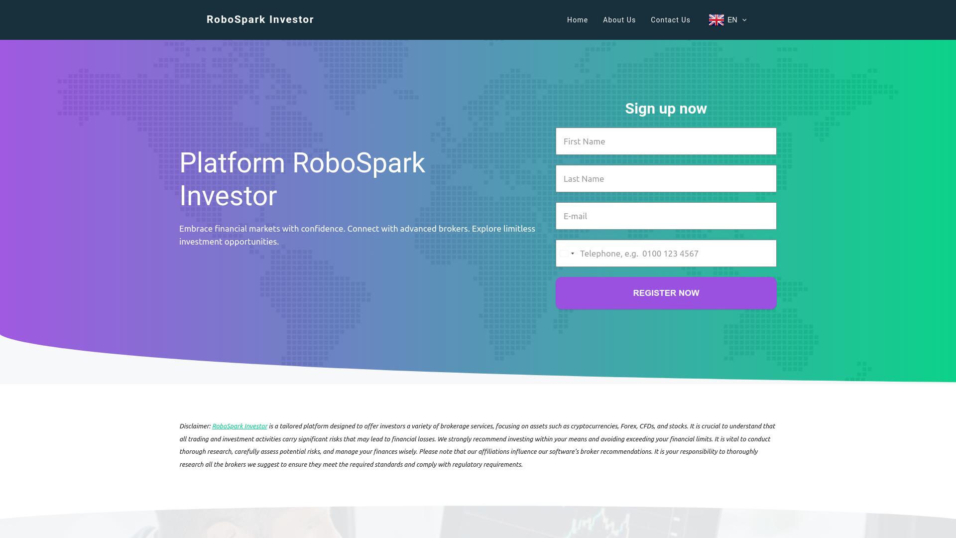 Screenshot robosparkinvestor.com