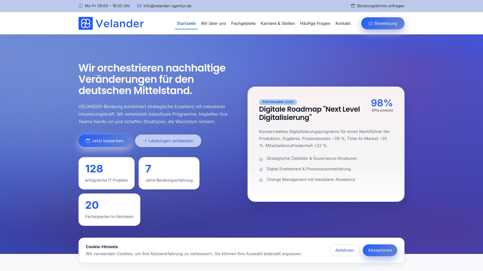 Screenshot velander-beratung.de