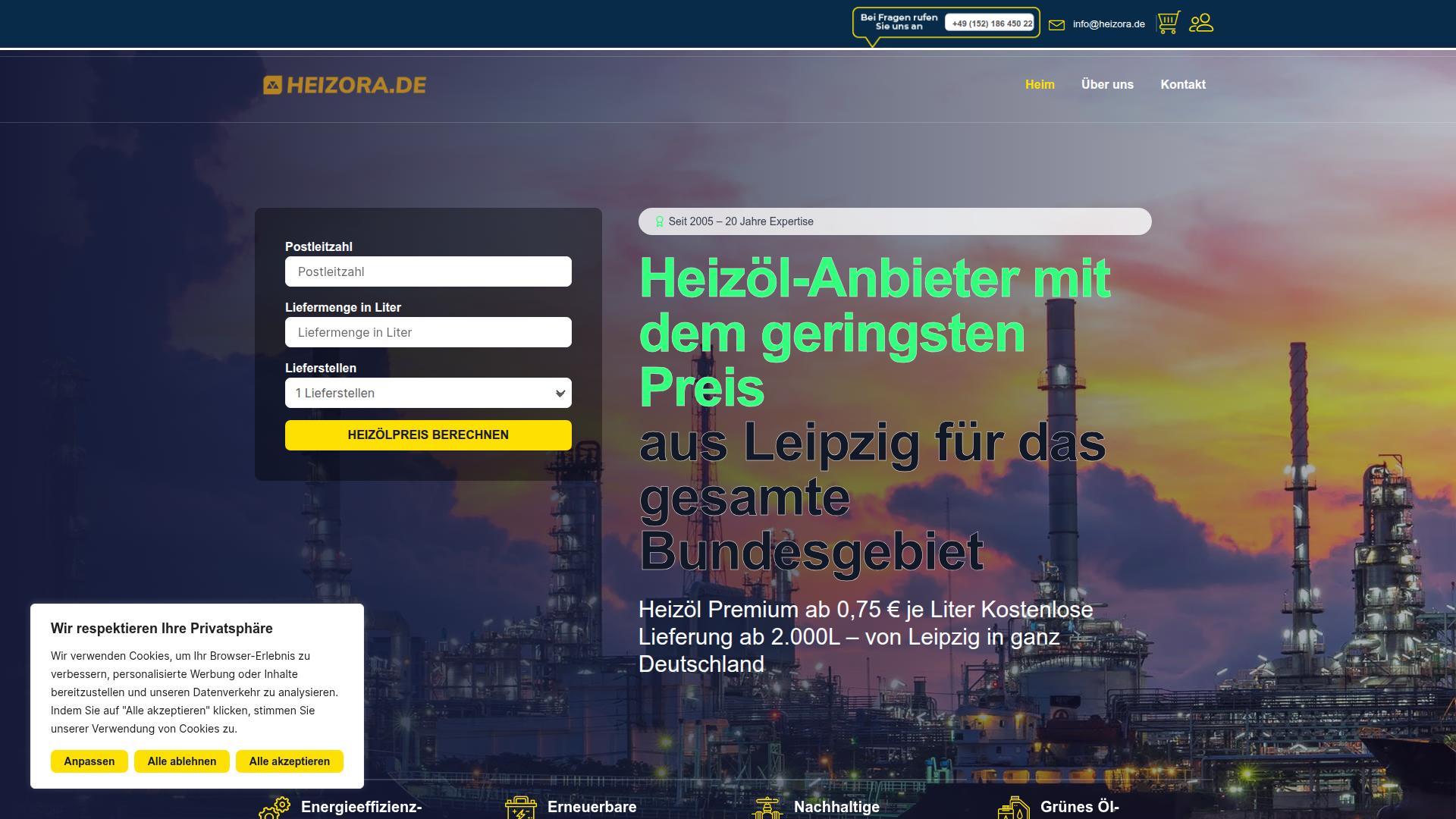 Screenshot Heizora.de