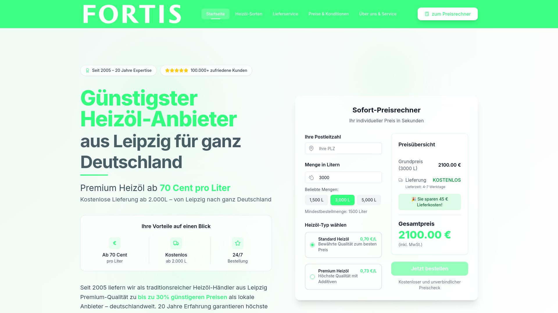 Screenshot fortis-heizoel.de
