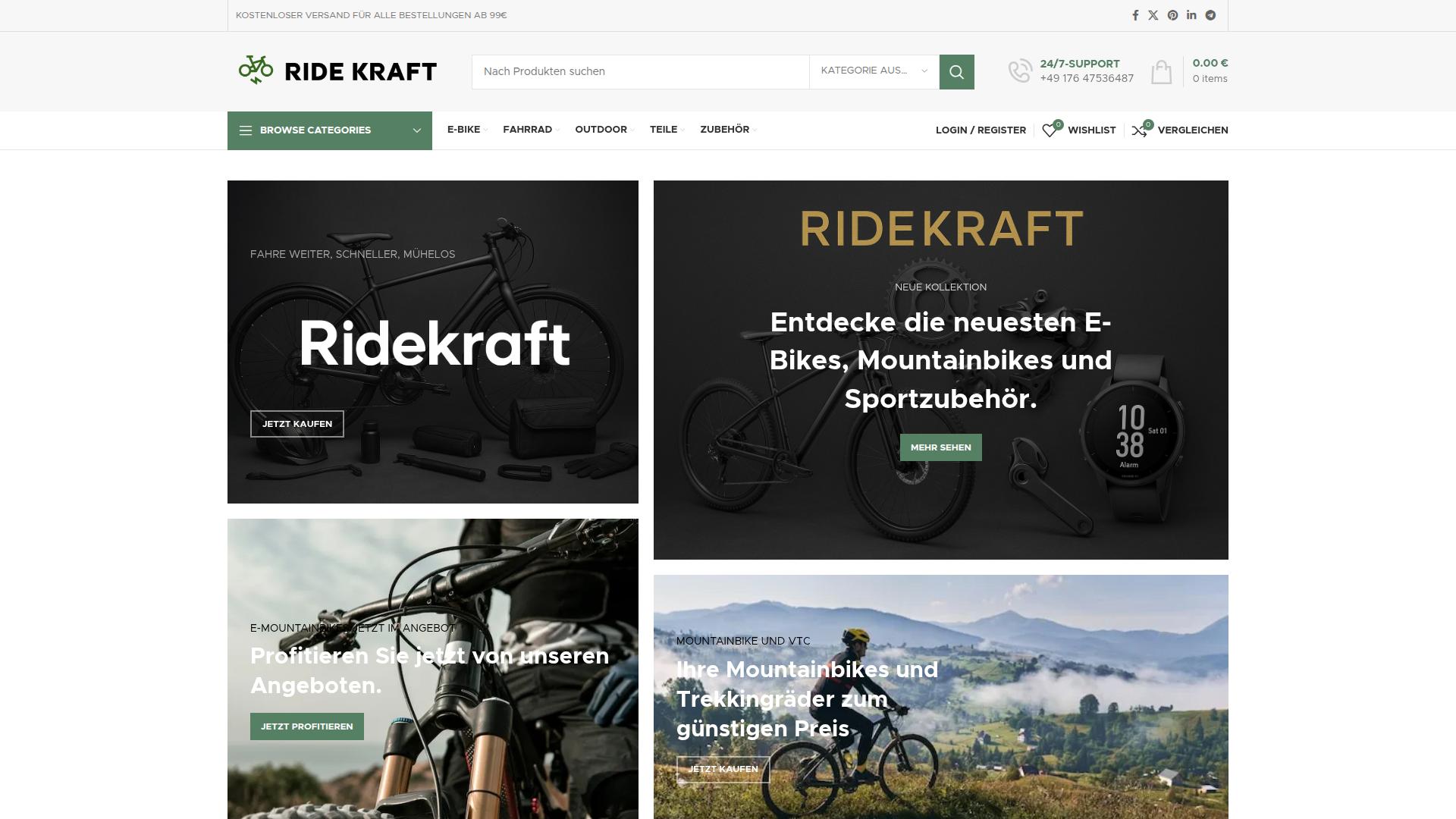 Screenshot ridekraft.de