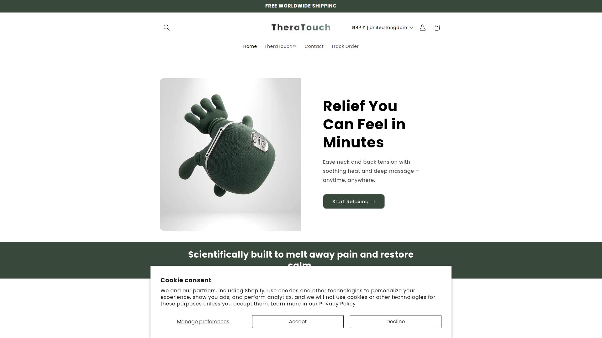 Screenshot theratouch.shop