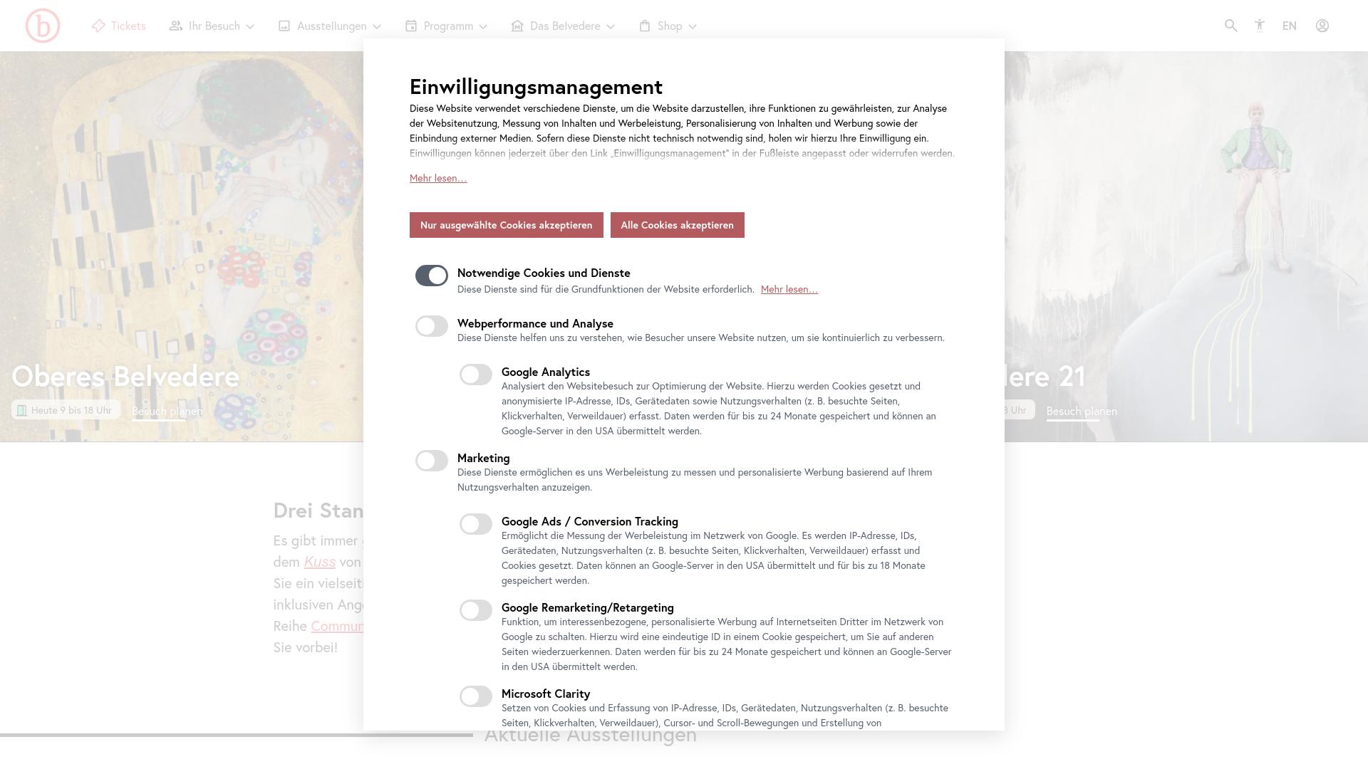 Screenshot belvedewien.shop