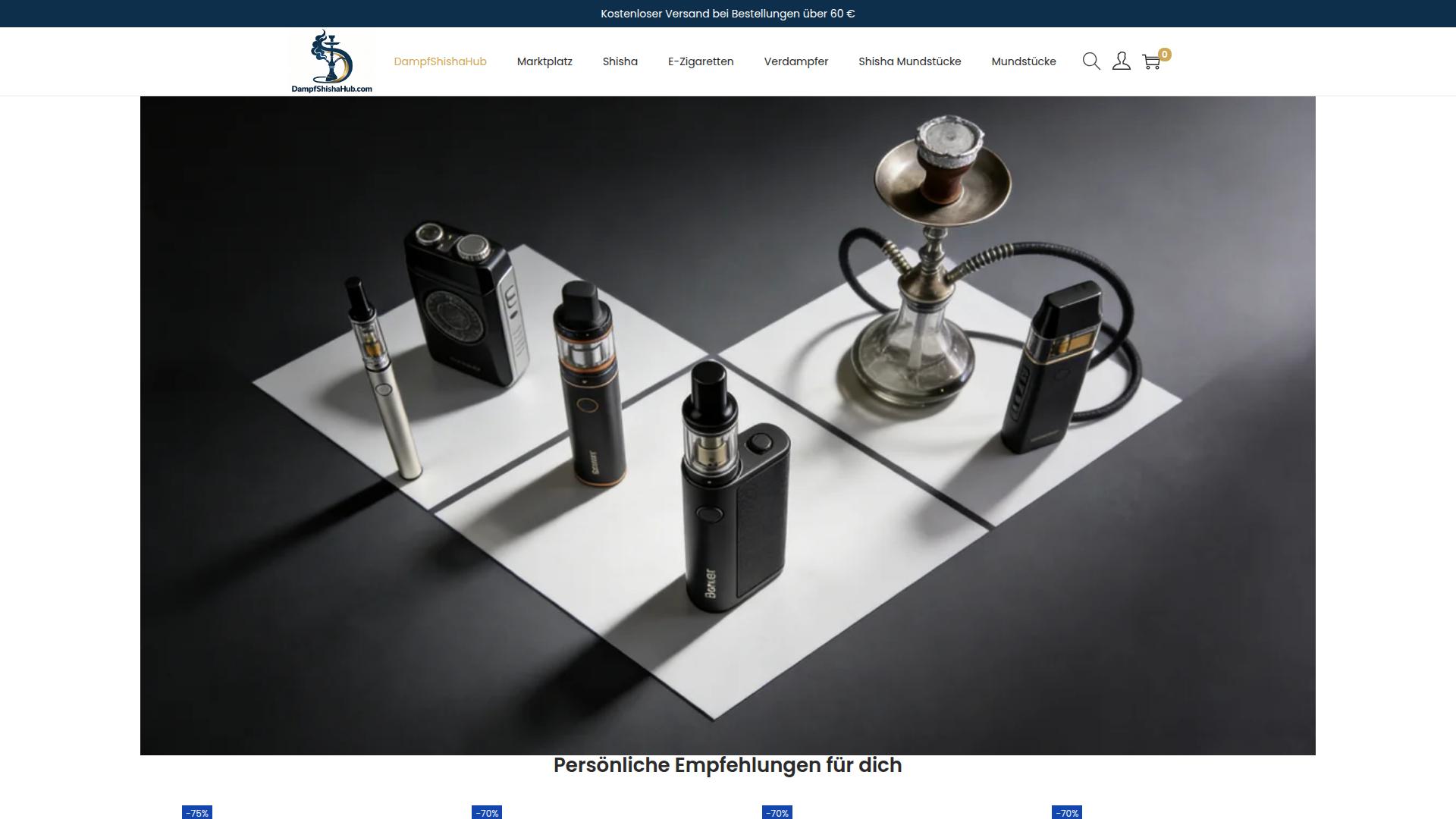 Screenshot dampfshishahub.com