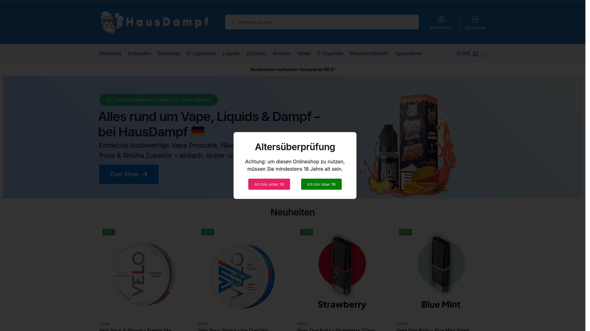 Screenshot hausdampf.com