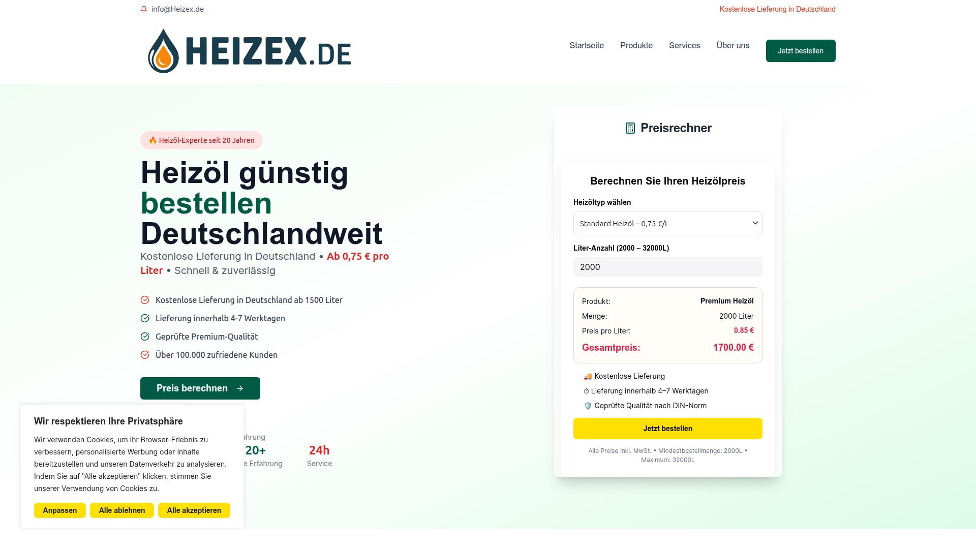 Screenshot heizex.de