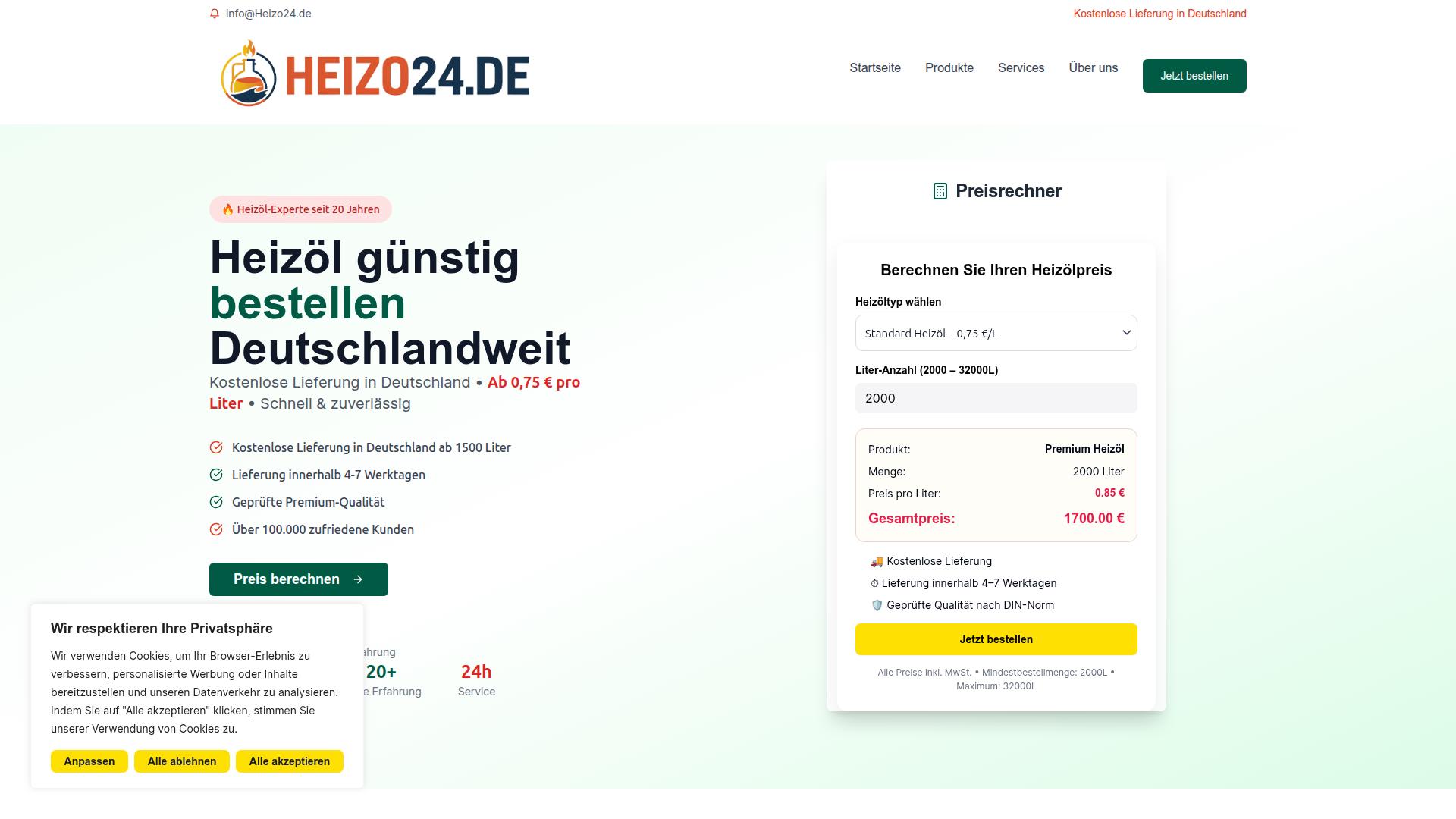 Screenshot heizo24.de