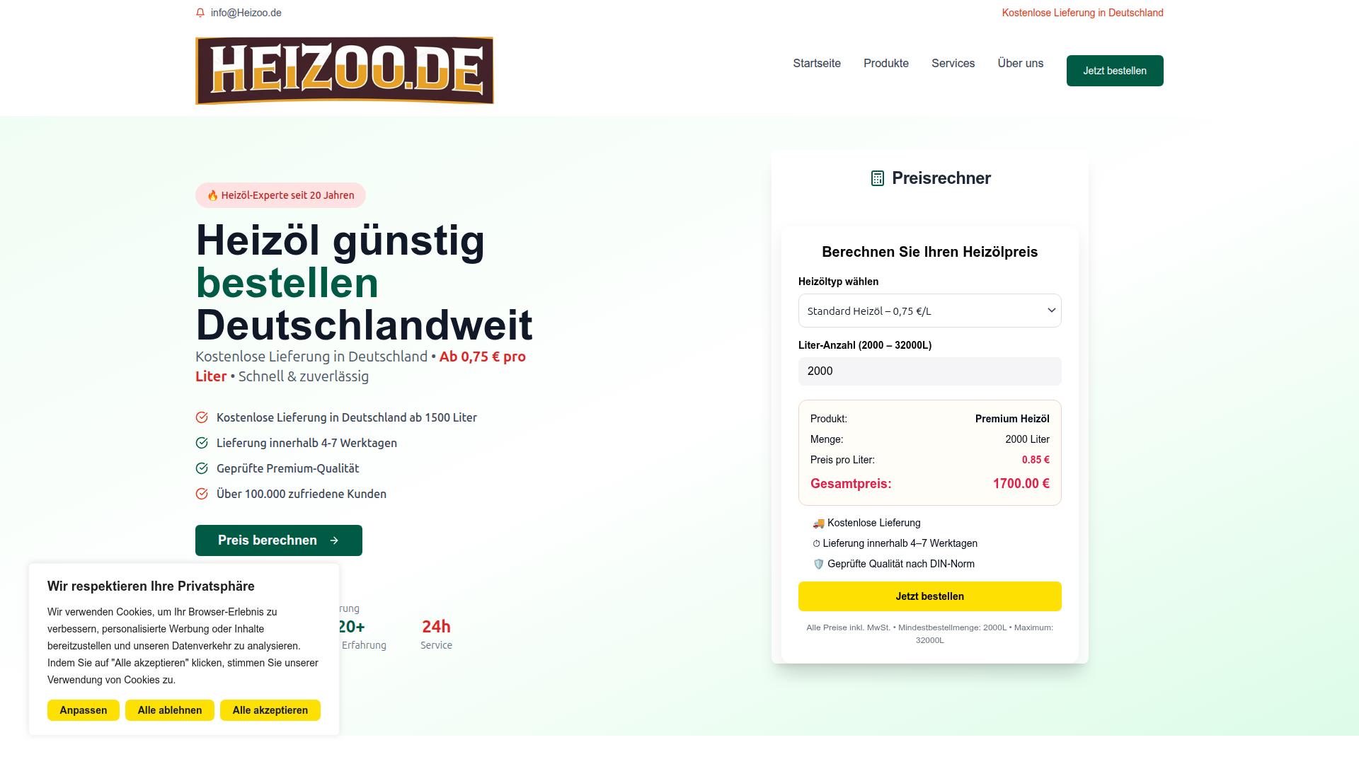 Screenshot heizoo.de