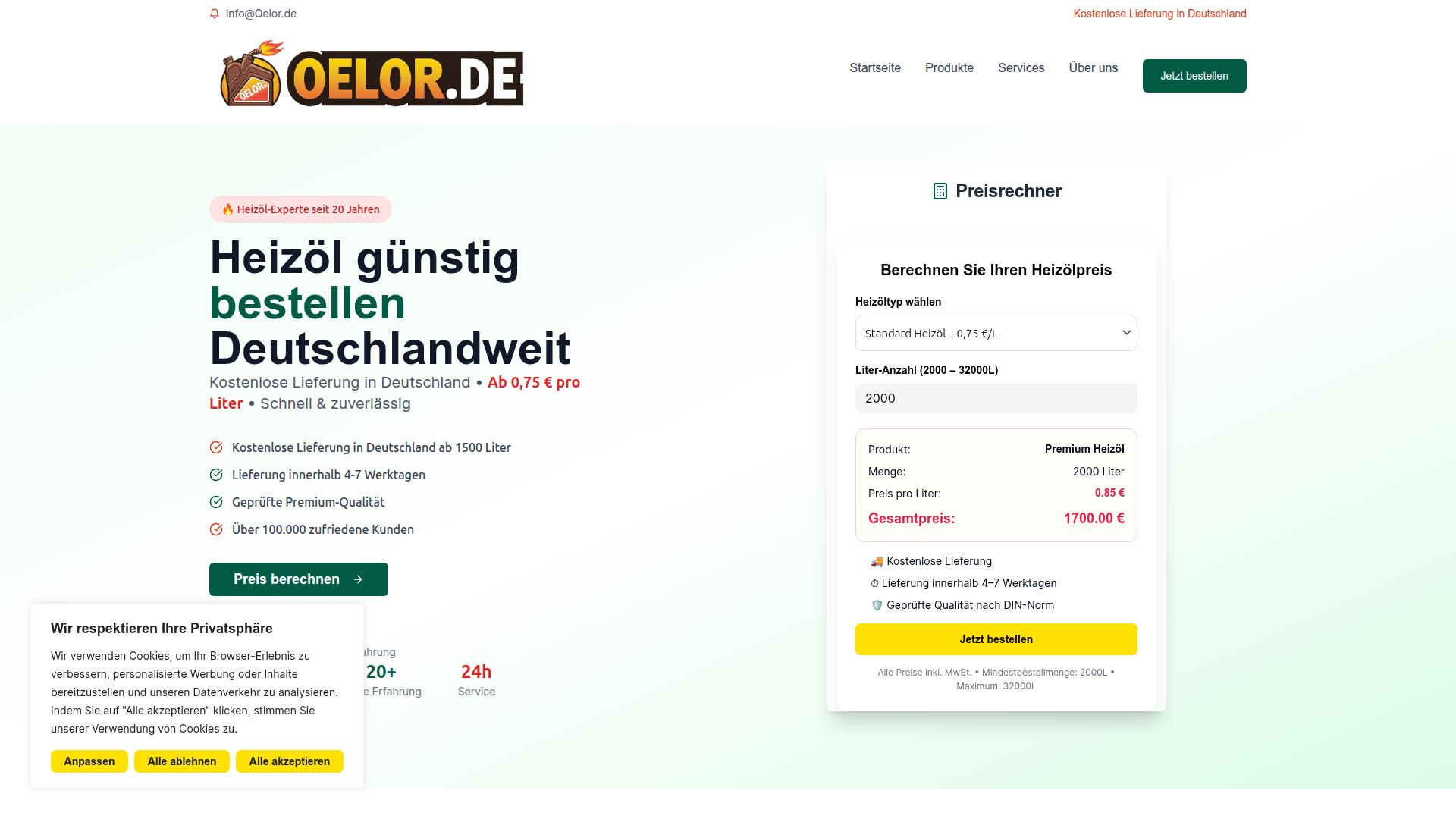 Screenshot oelor.de