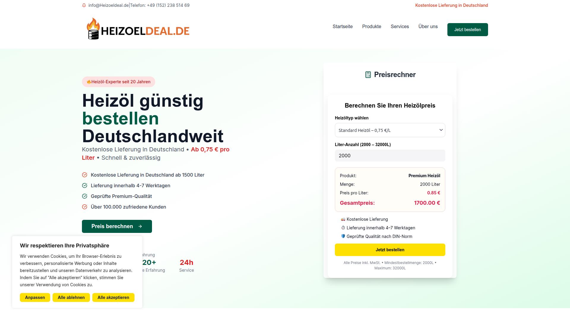Screenshot Heizoeldeal.de