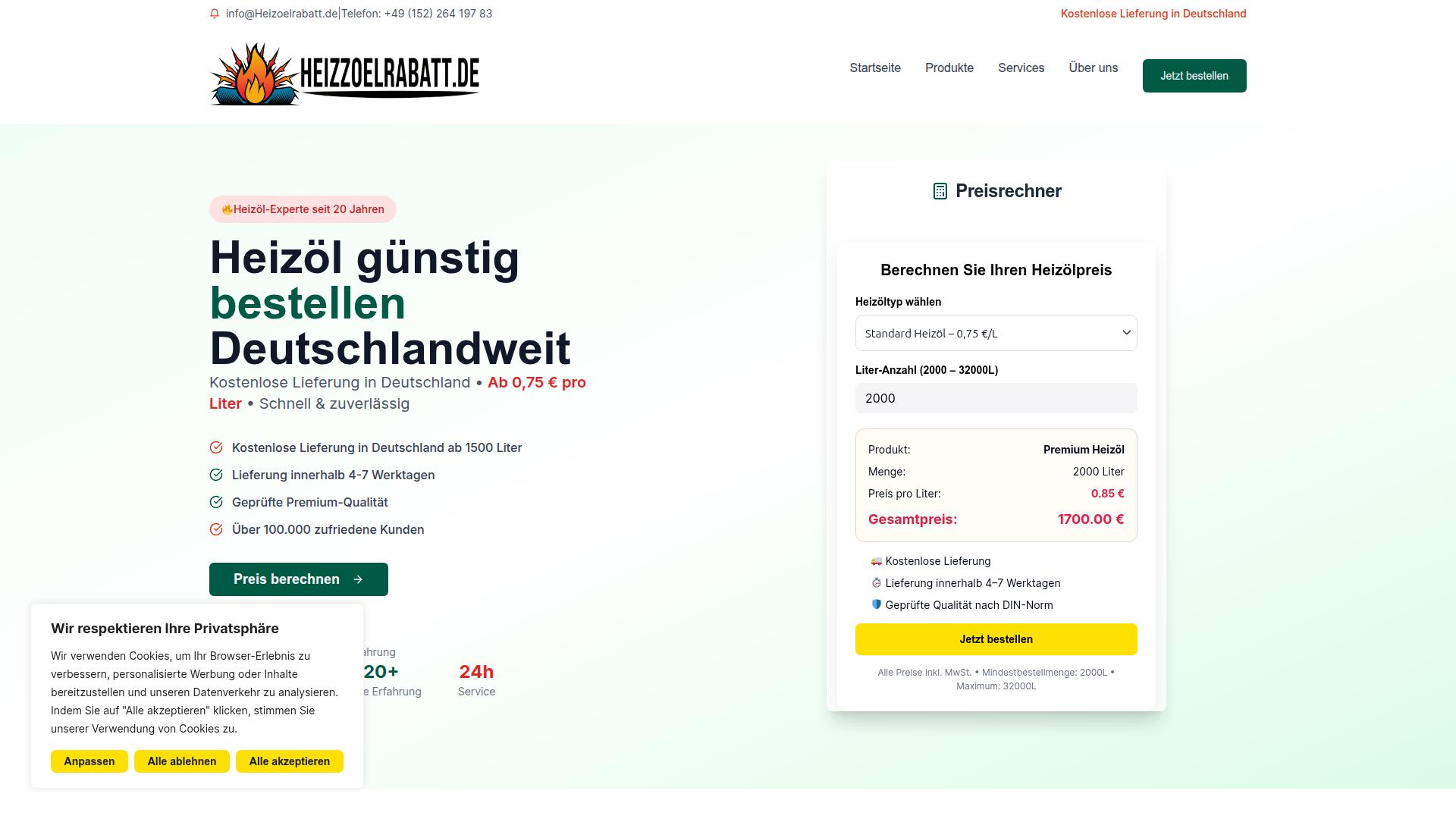 Screenshot Heizoelrabatt.de