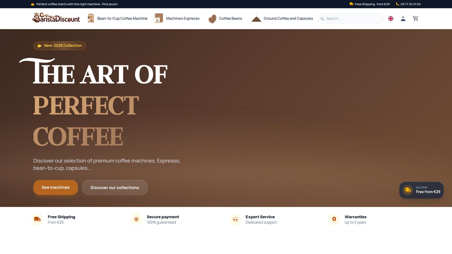 Screenshot baristadiscount.com