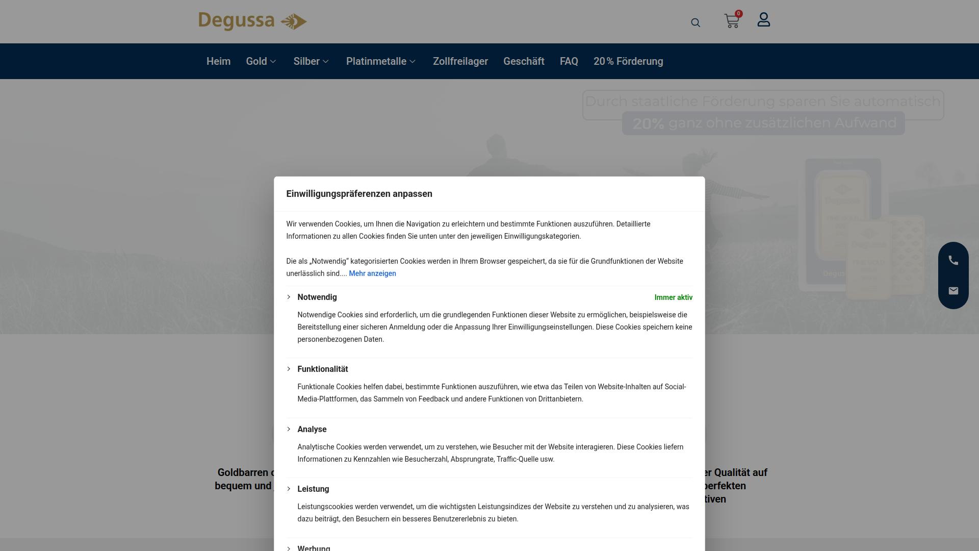 Screenshot degussa-page.de