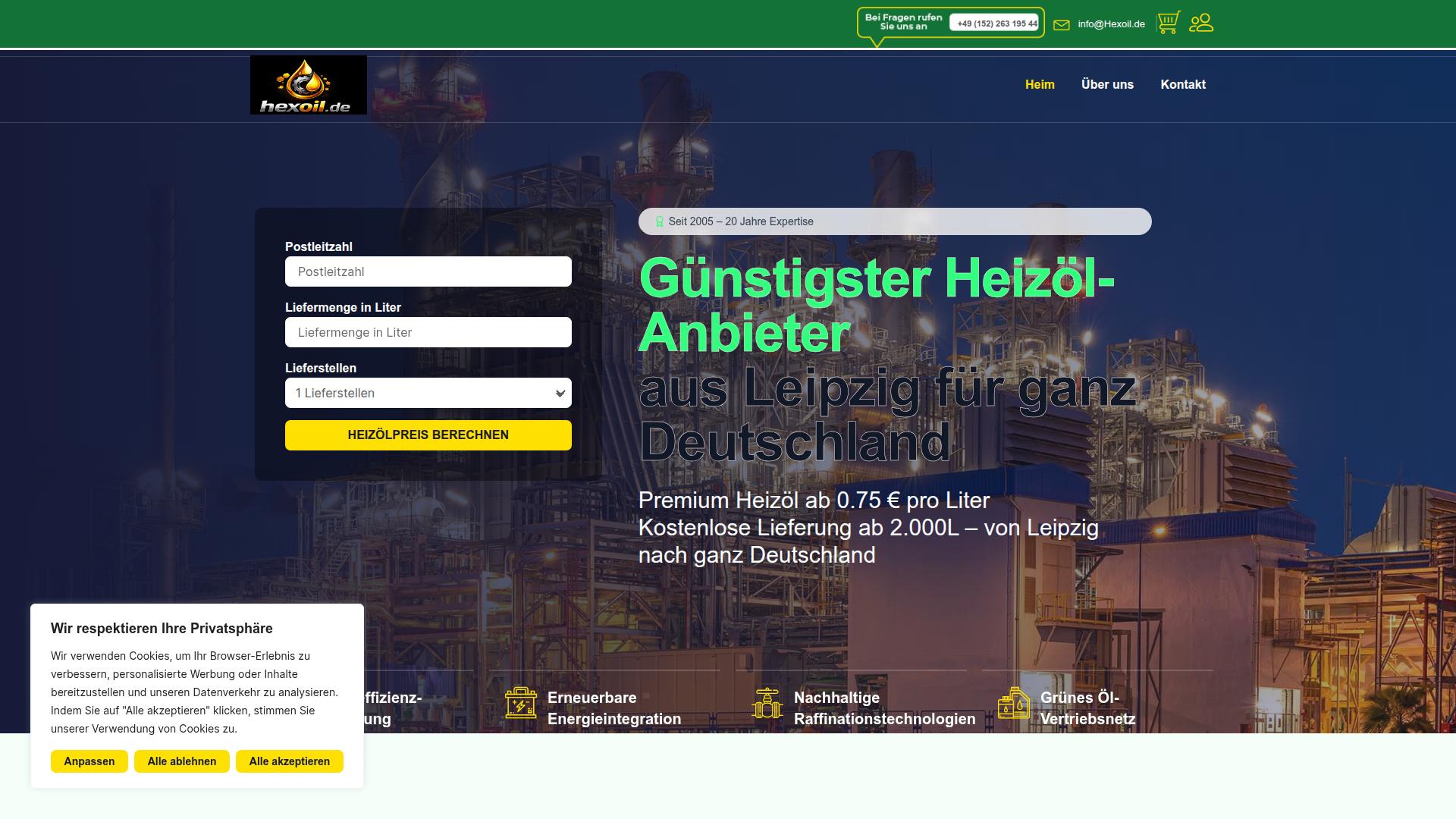 Screenshot hexoil.de