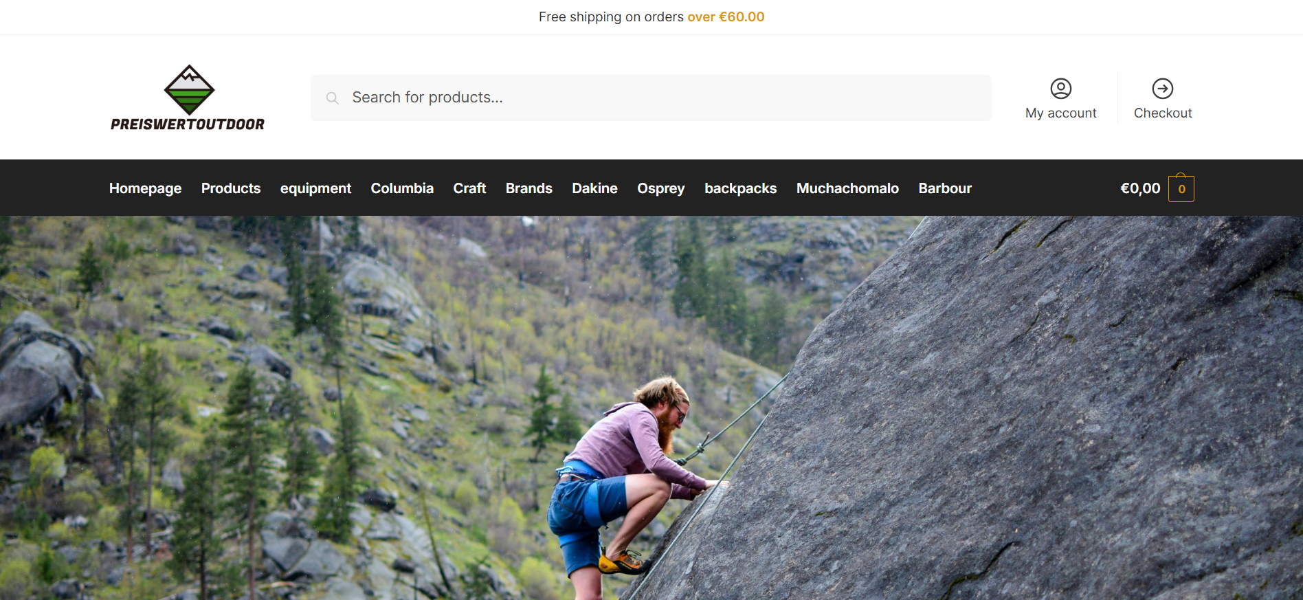 Screenshot preiswertoutdoor.com