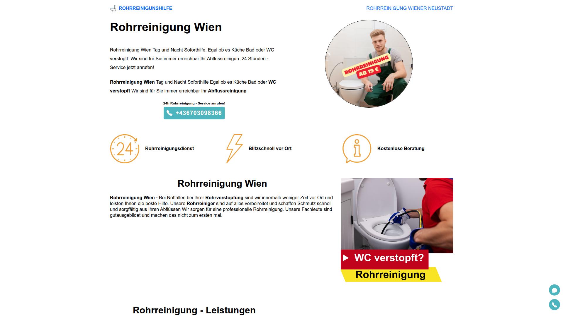 Screenshot rohrreinigungshilfe.at