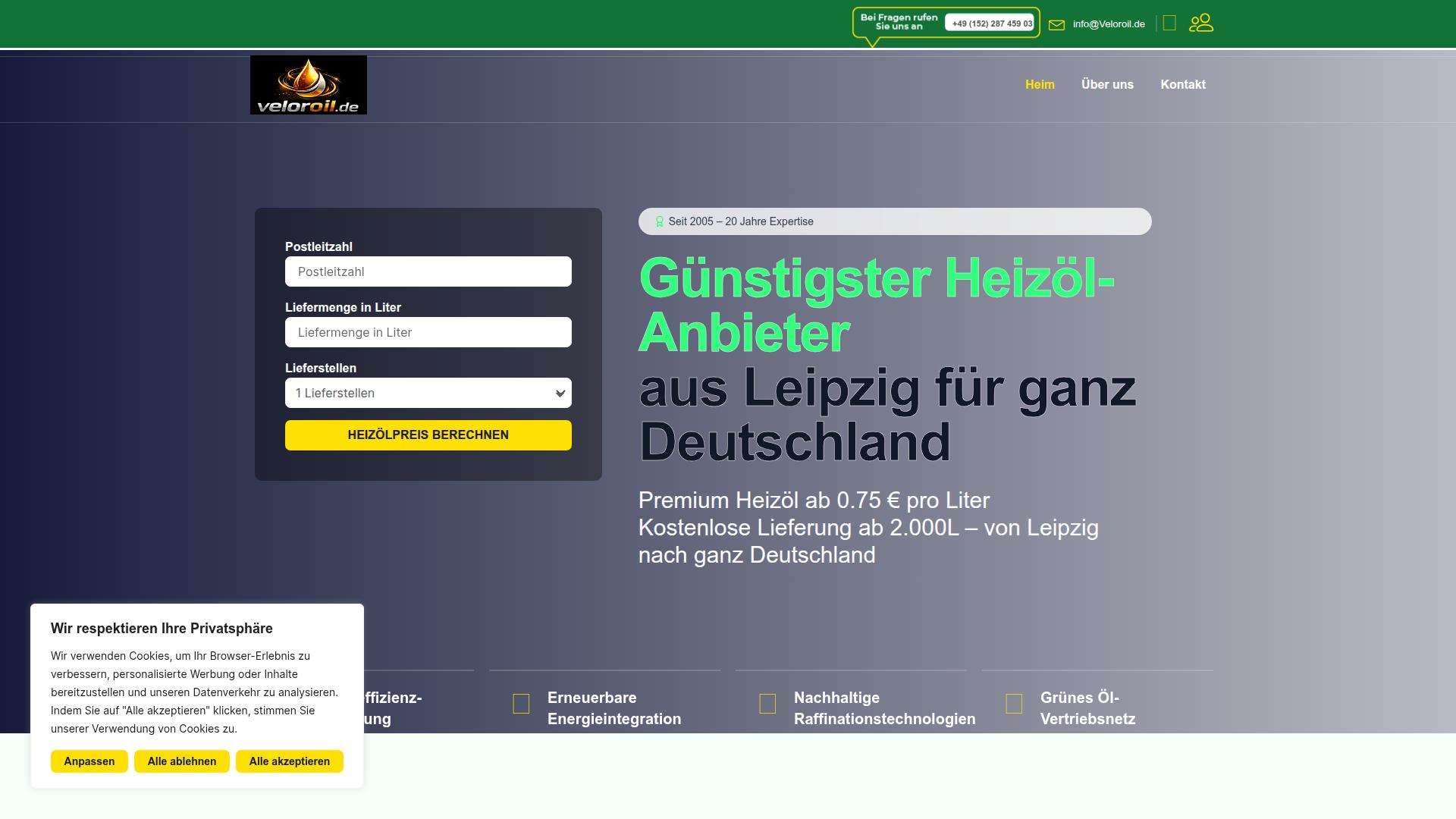 Screenshot veloroil.de