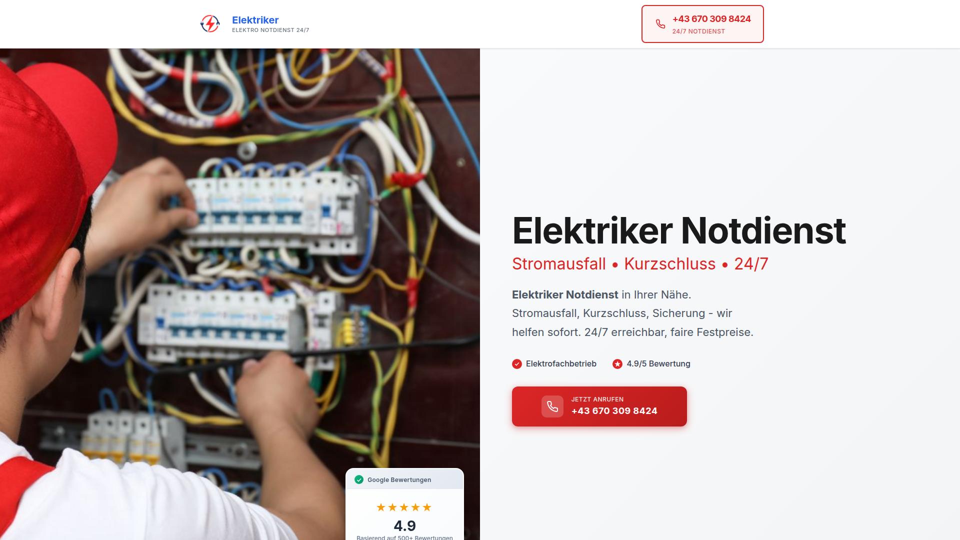 Screenshot elektriker.lindens.at