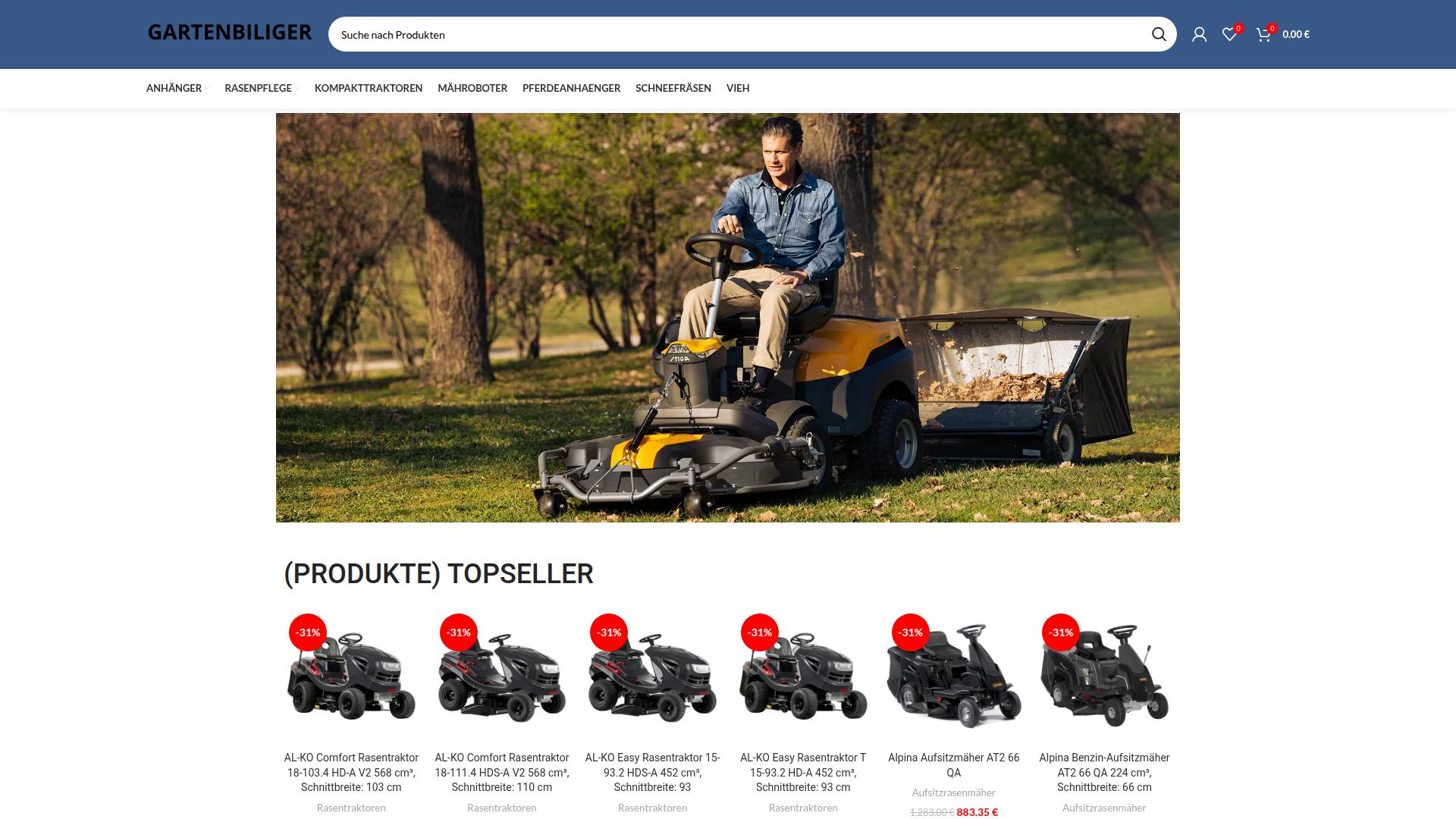 Screenshot gartenbiliger.com