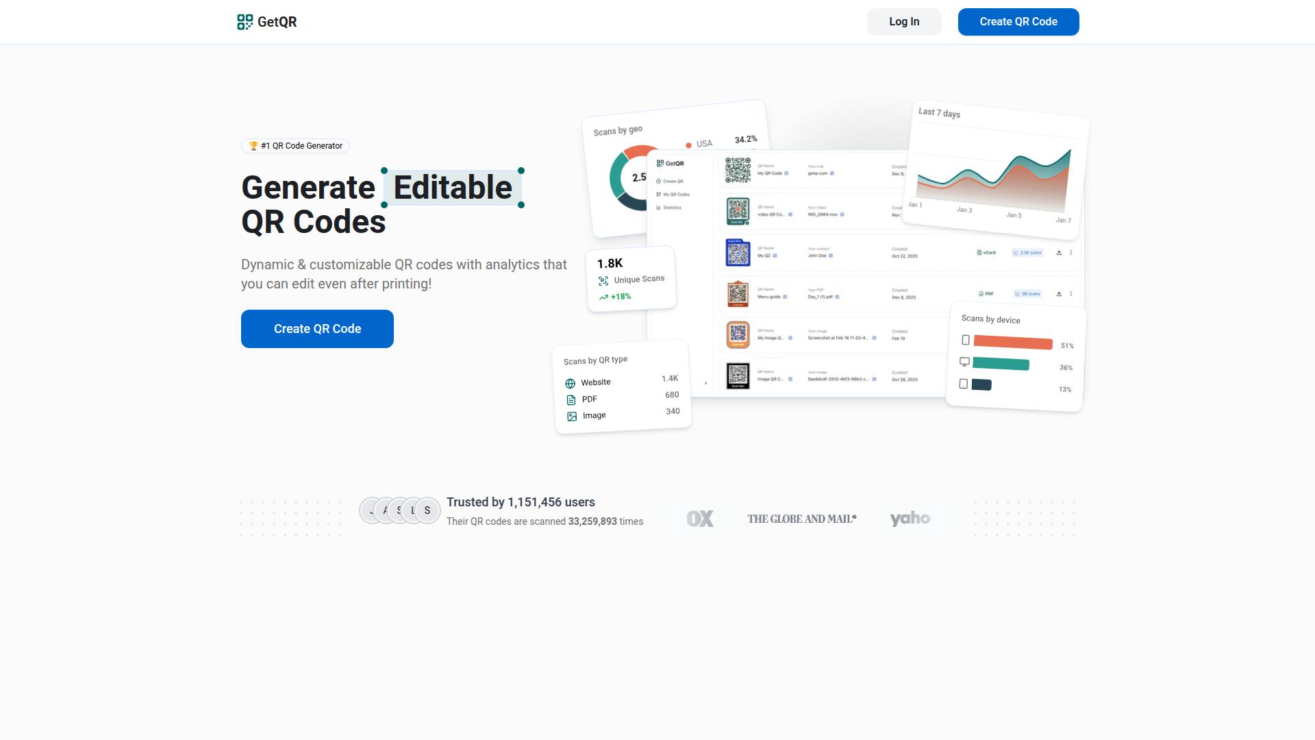 Screenshot getqr.com