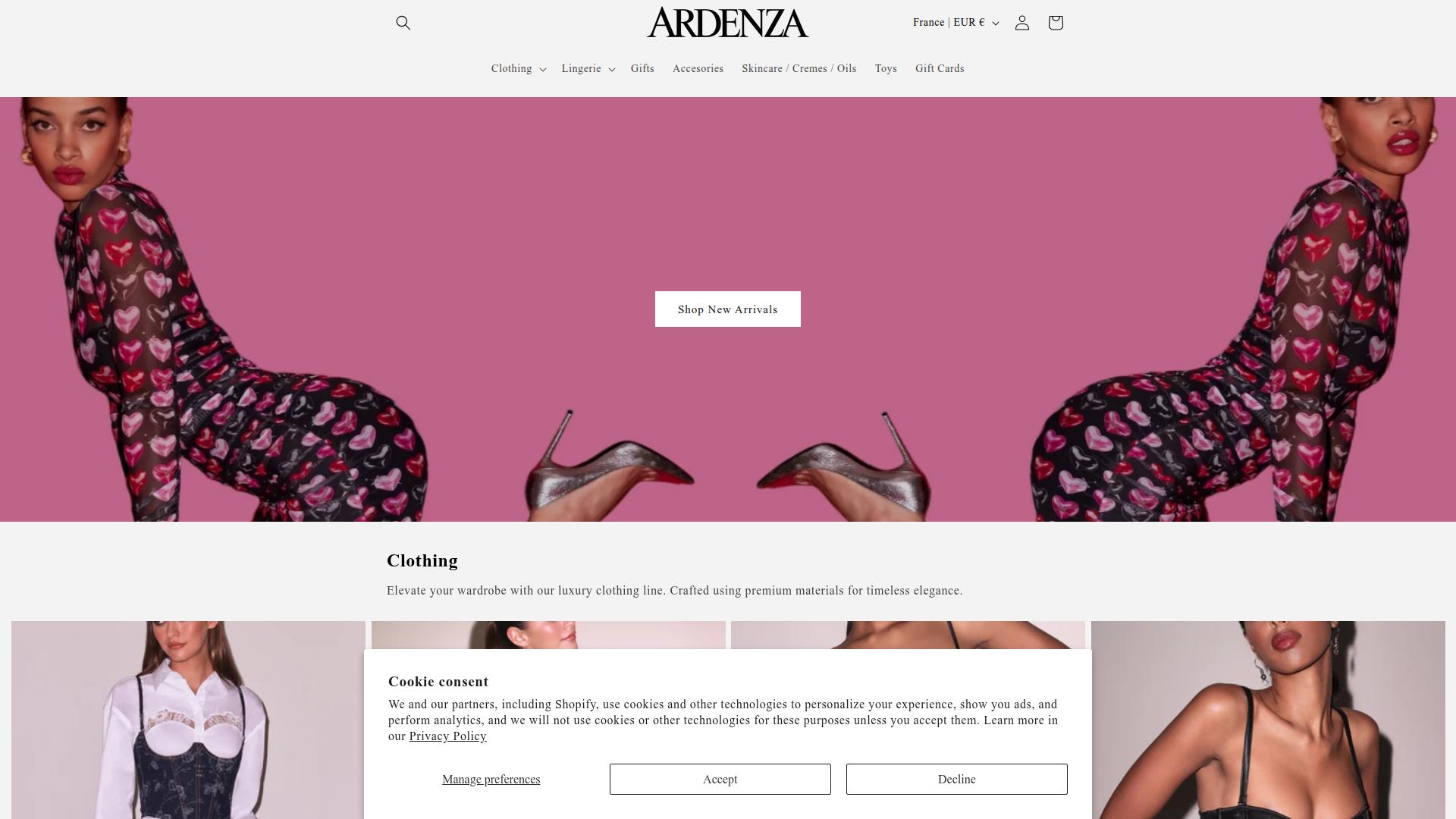 Screenshot ardenza.store