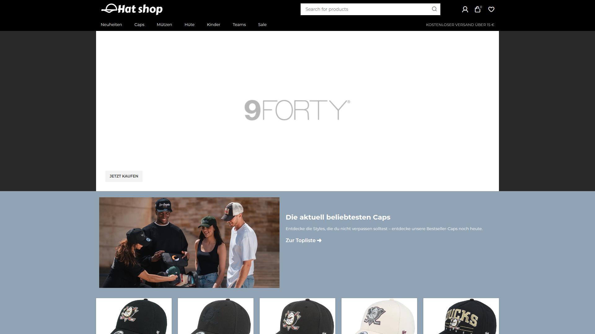 Screenshot baseballcapshop.de