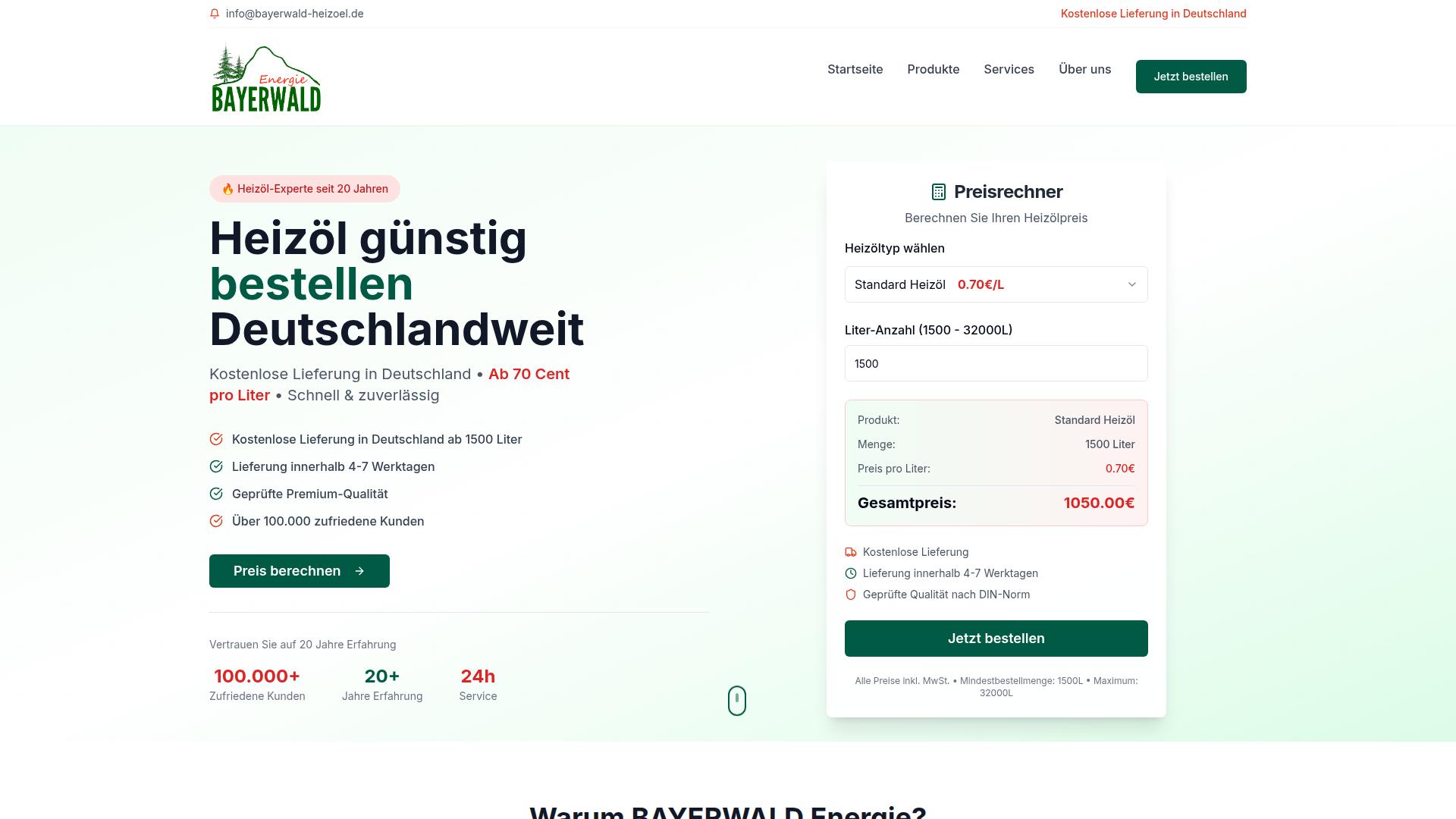 Screenshot bayerwald-heizoel.de