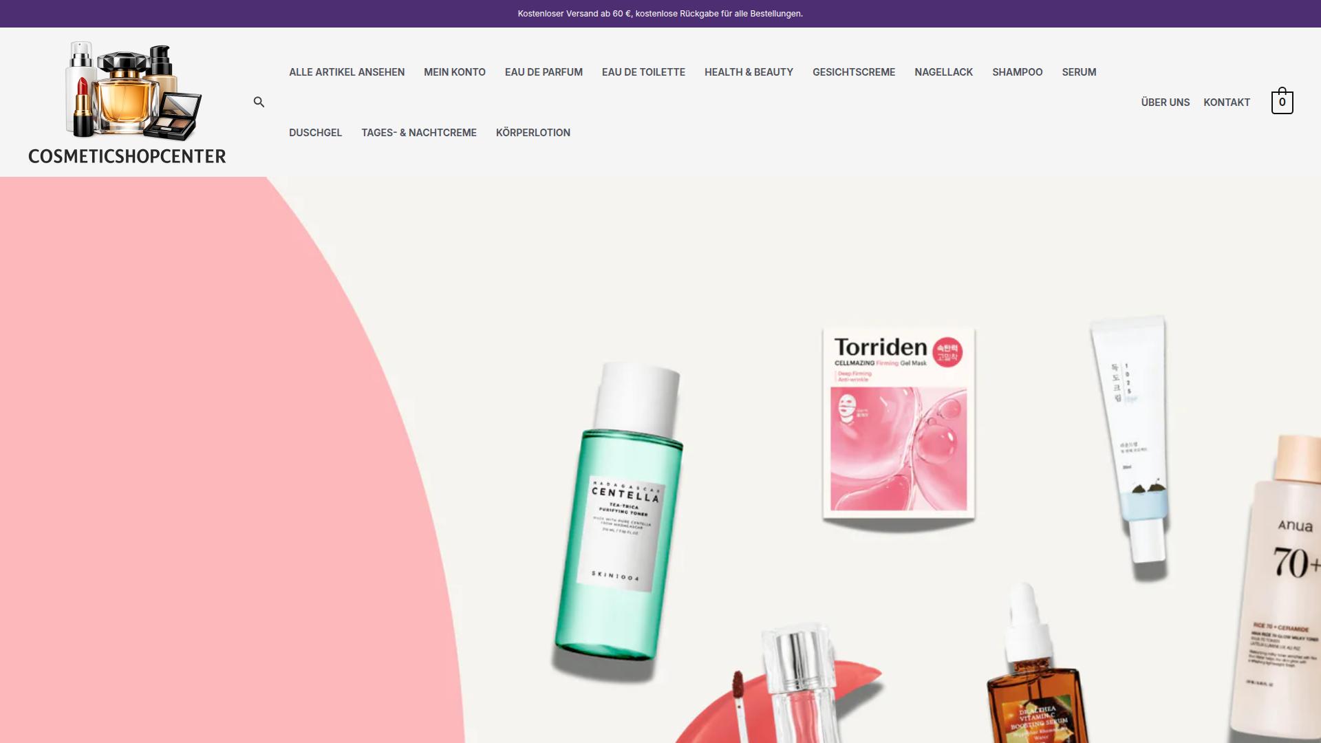 Screenshot cosmeticshopcenter.com