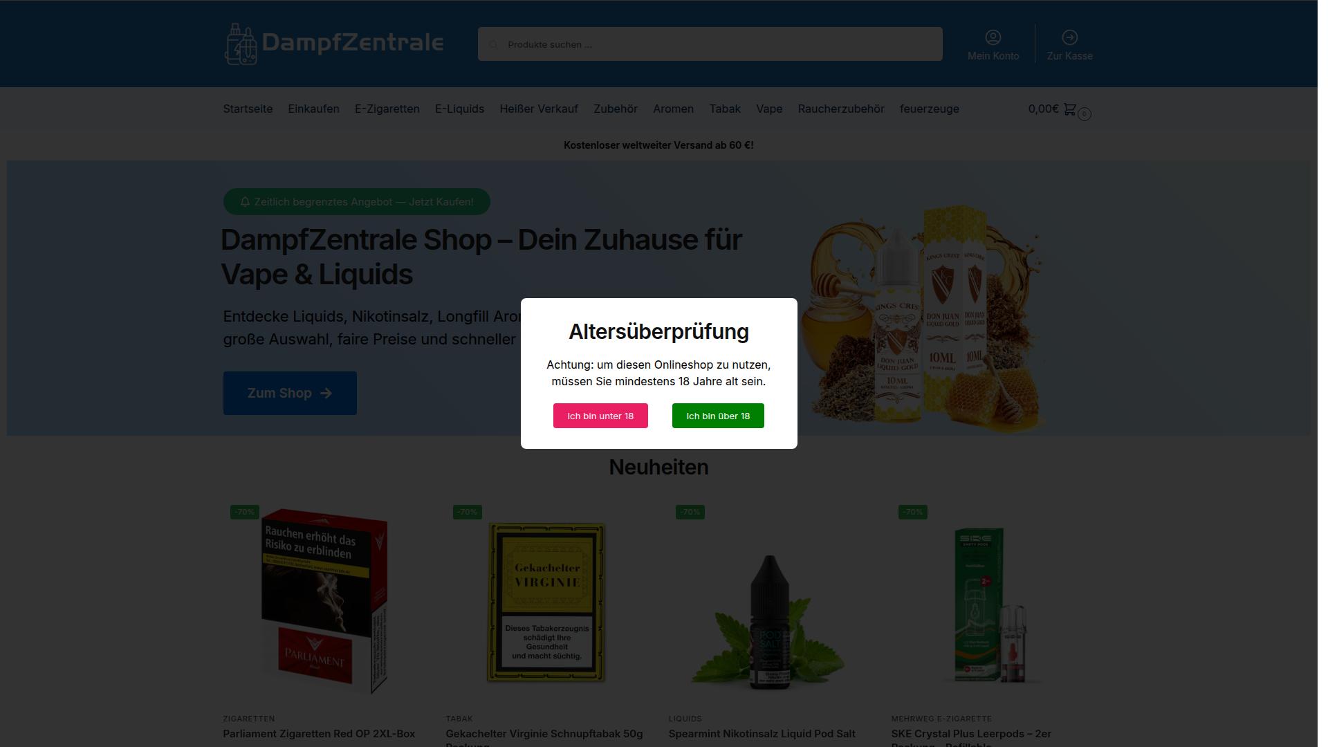 Screenshot dampfzentrale.com