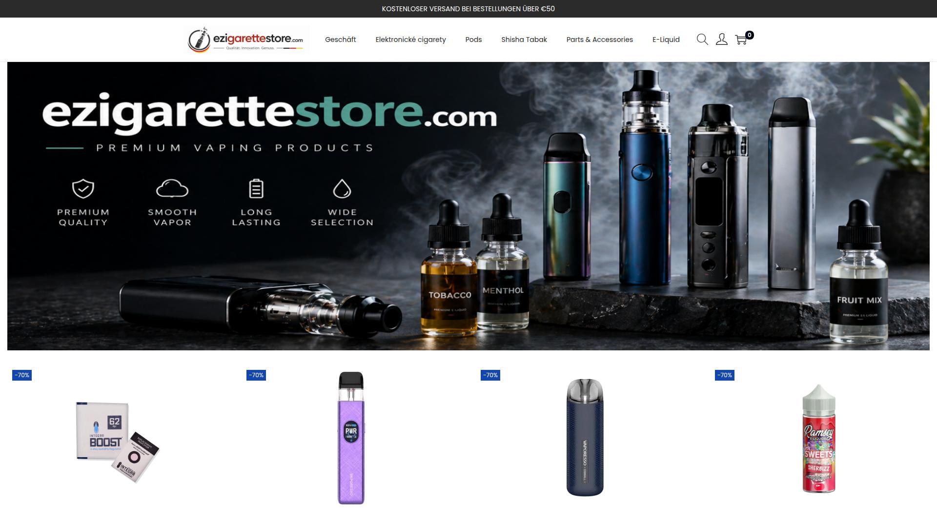 Screenshot ezigarettestore.com