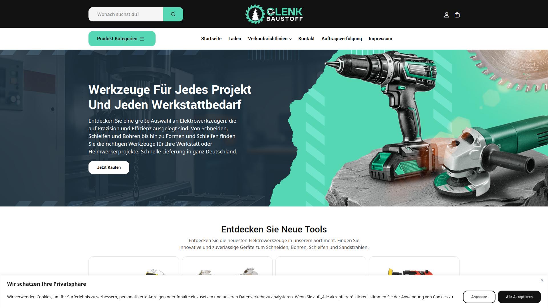 Screenshot glenkbaustoff.com