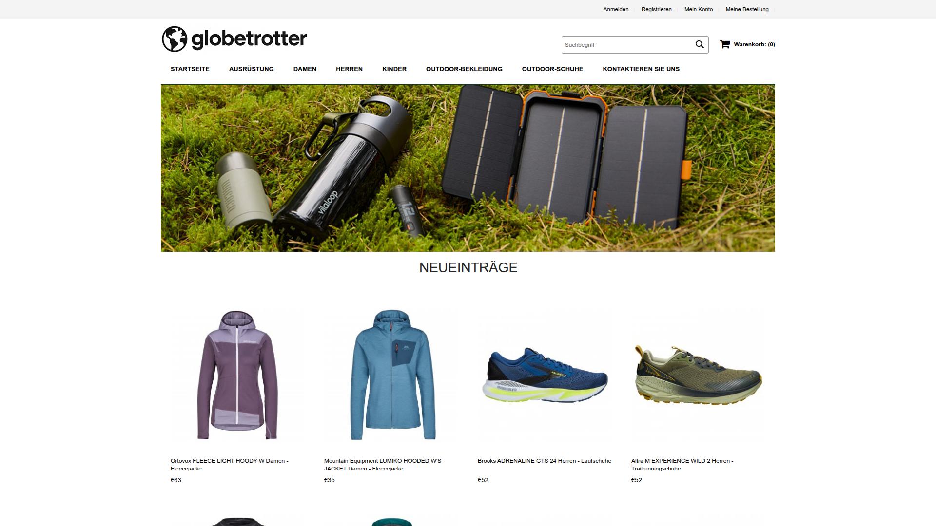 Screenshot globetrotteroutlet.de