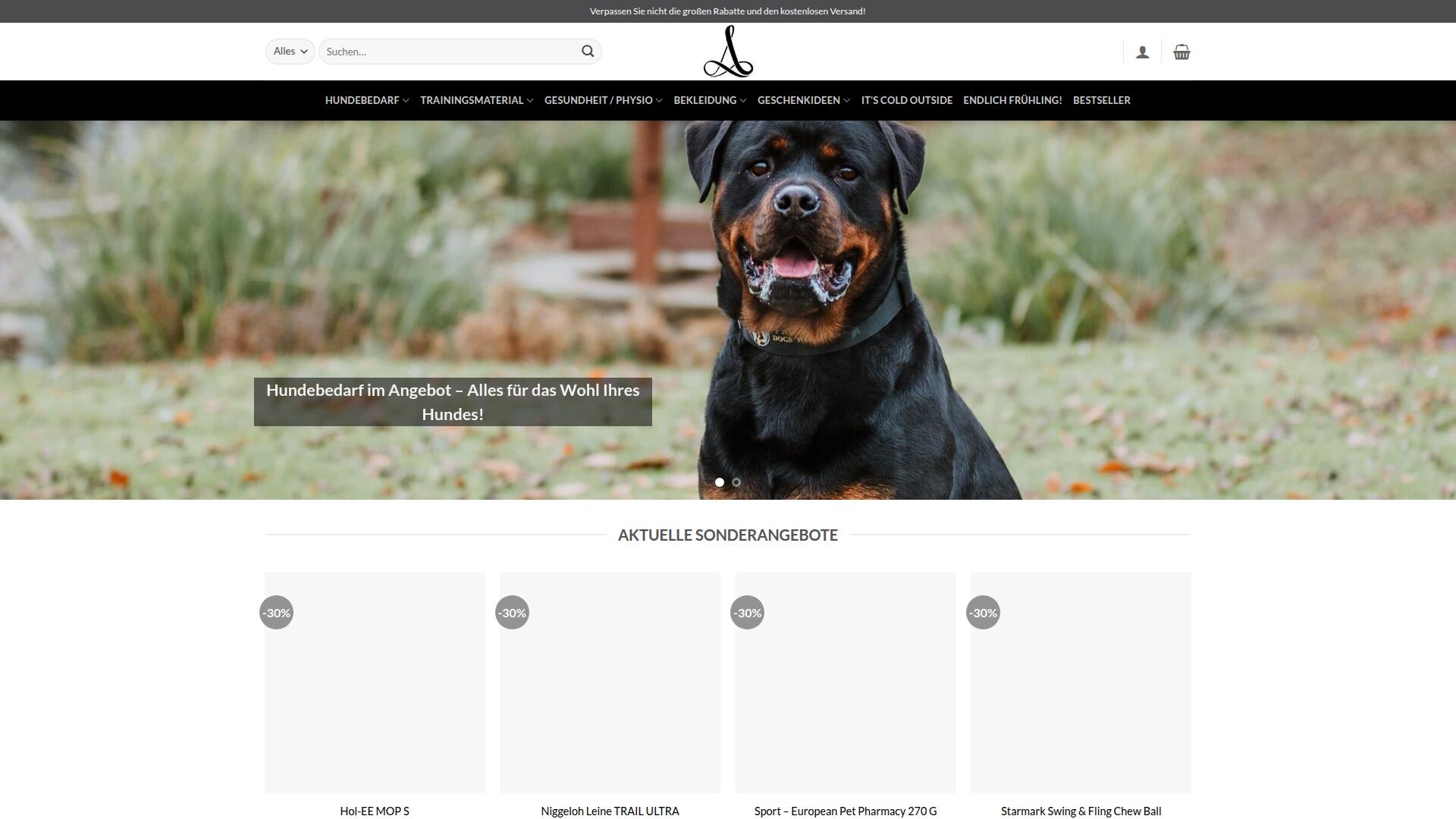Screenshot hundebedarfsale.com