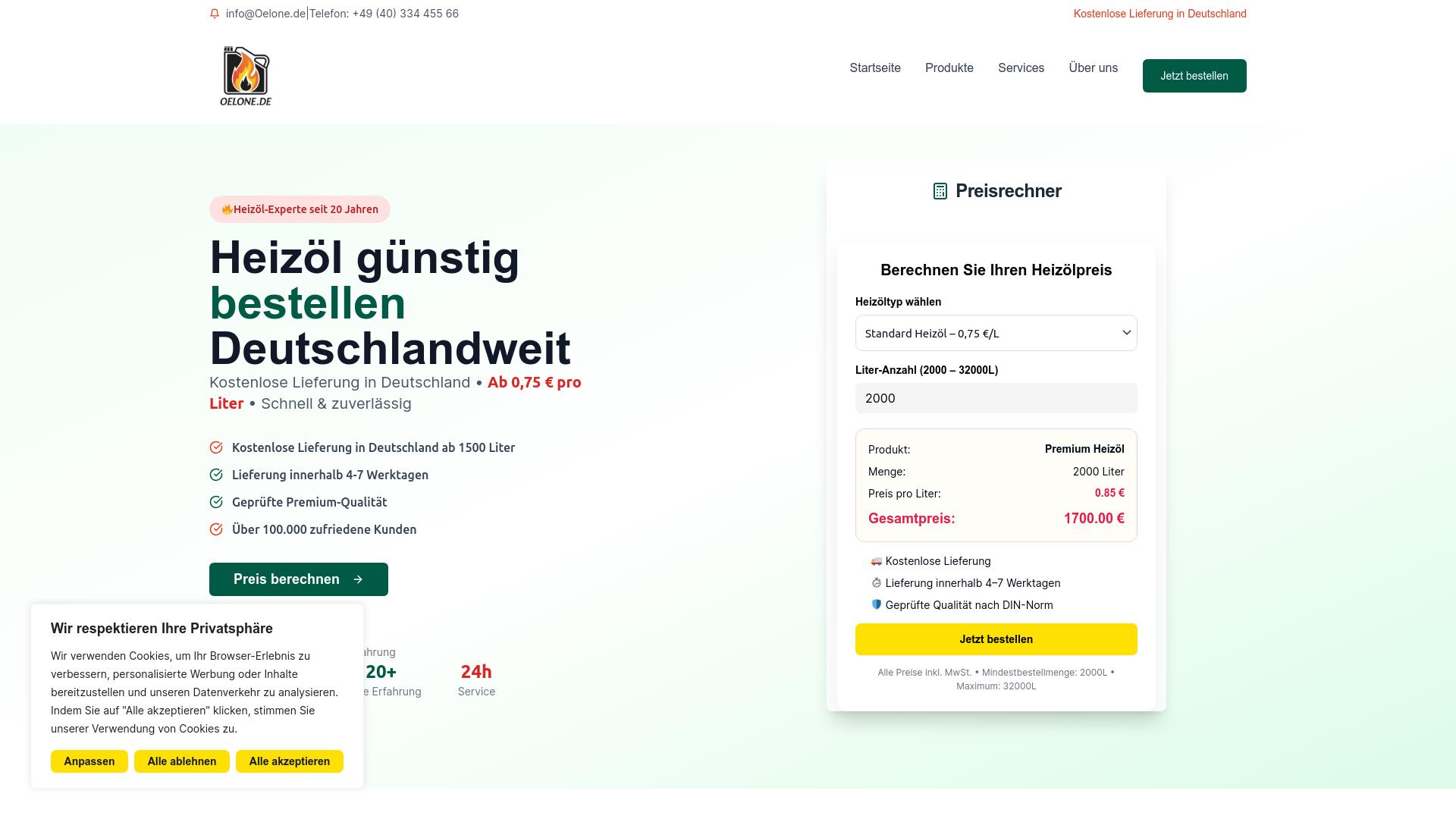 Screenshot oelone.de