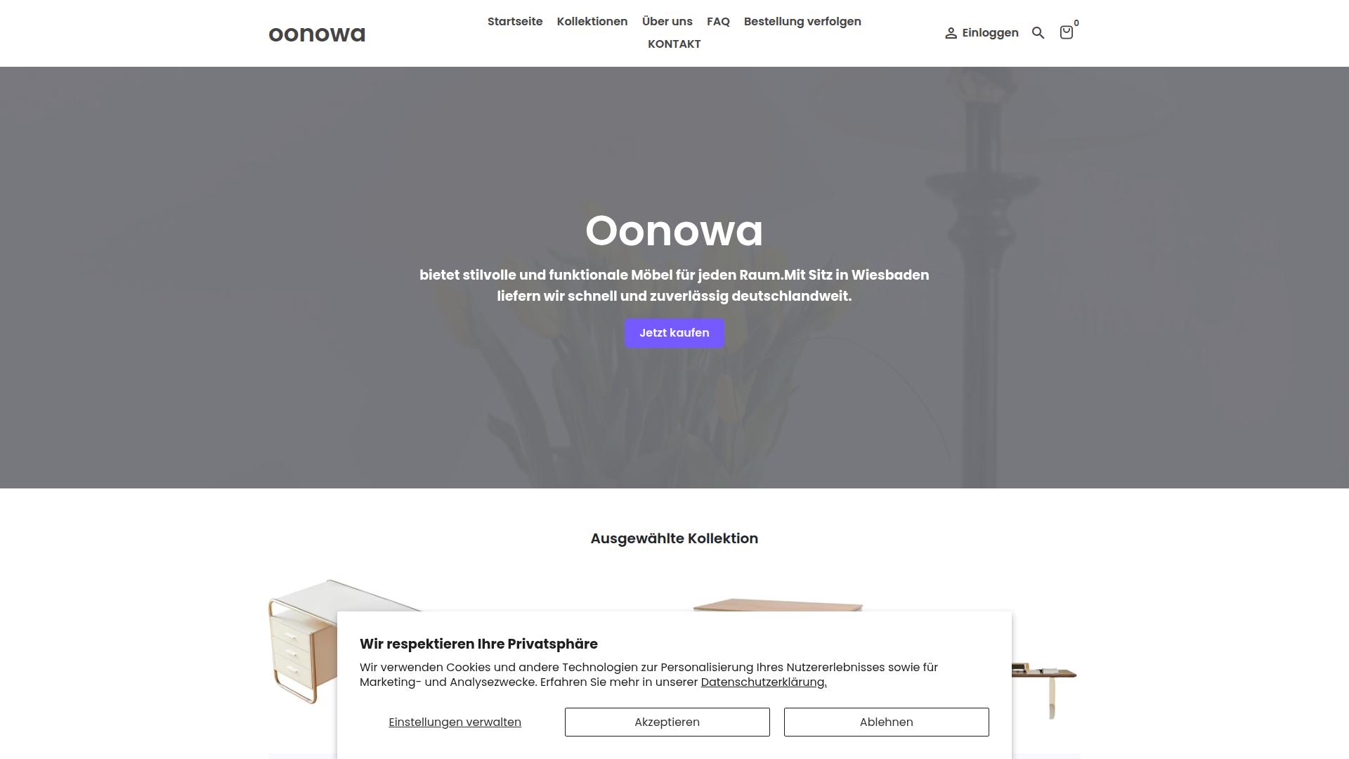 Screenshot oonowa.myshopify.com