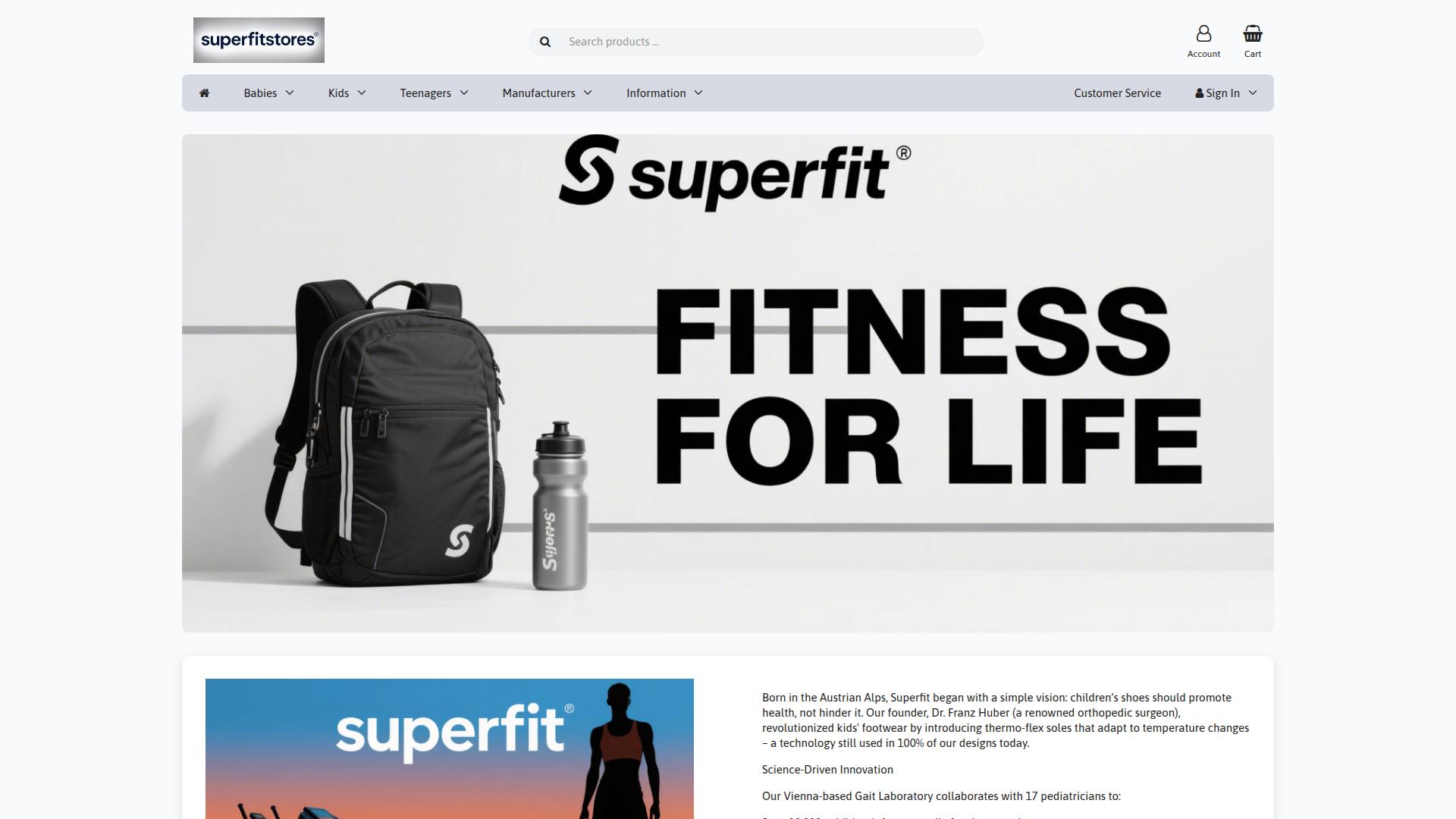 Screenshot superfitstores.com