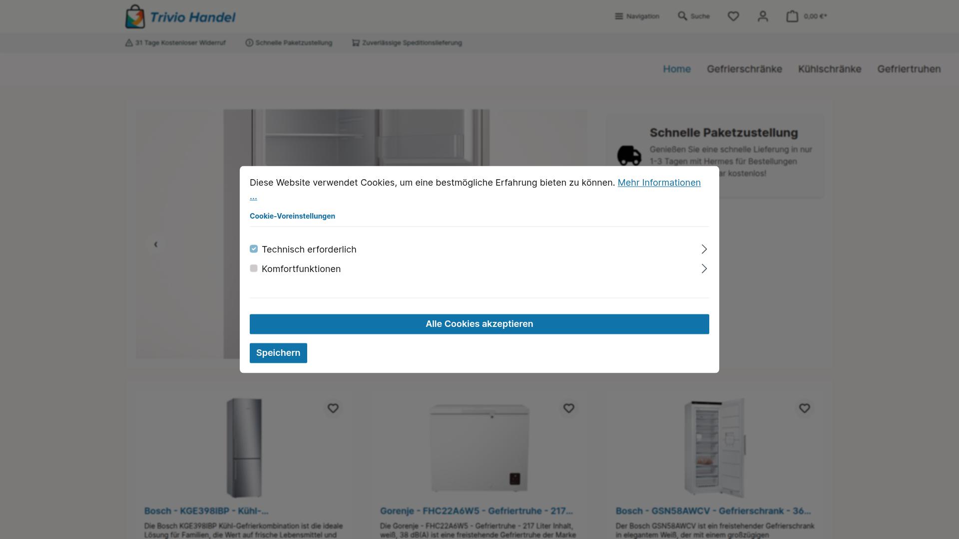 Screenshot trivio-handel.de