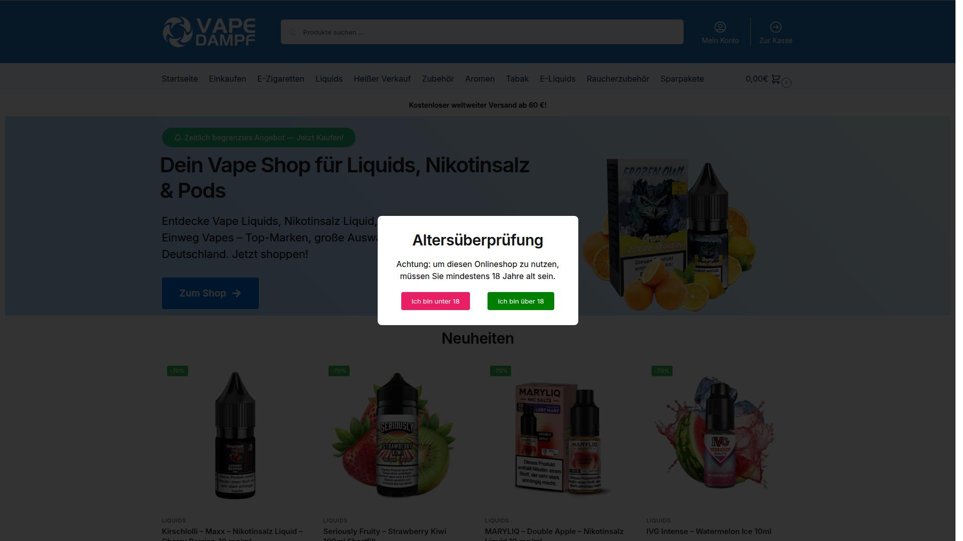 Screenshot vapedampf.com