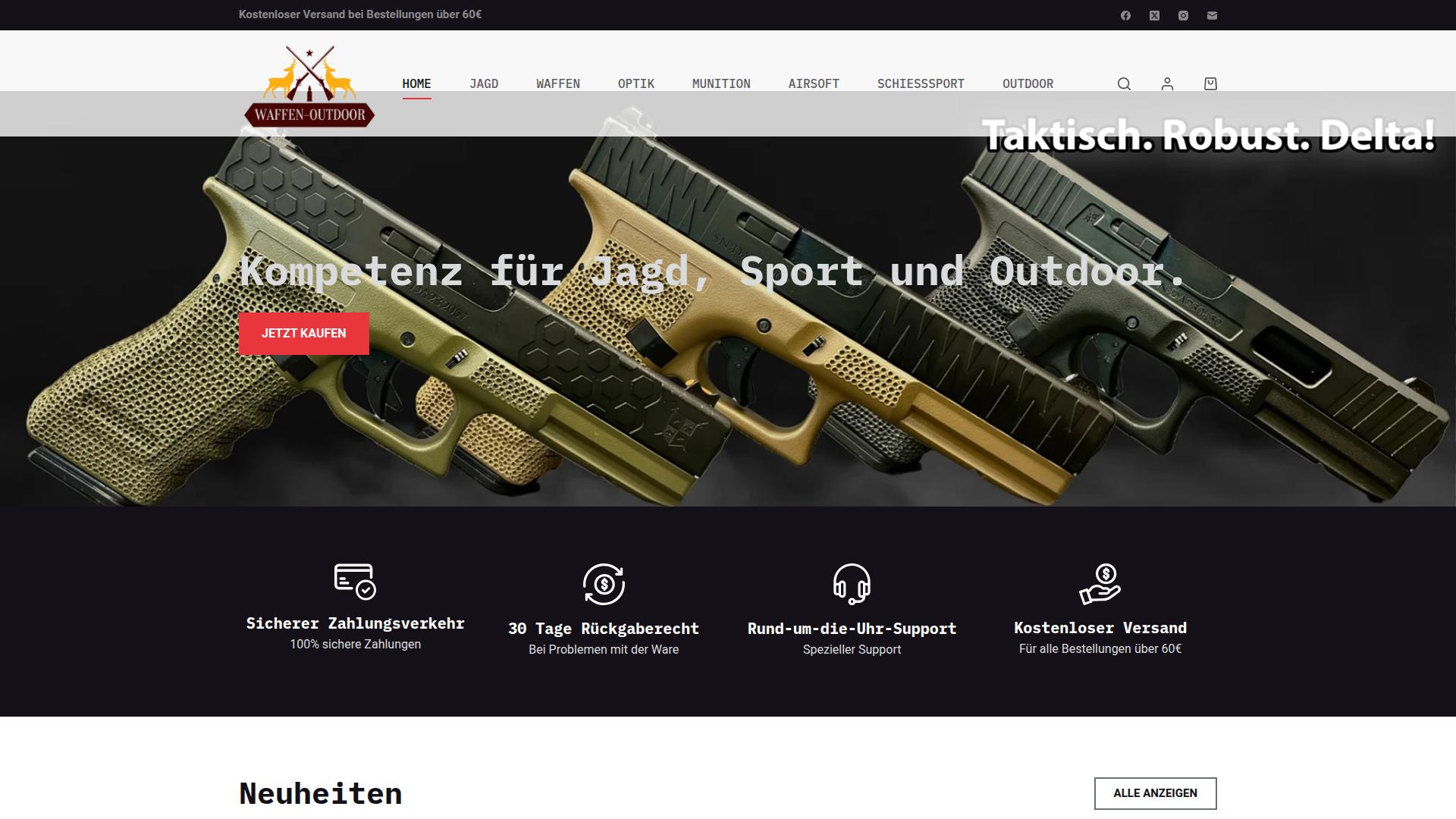 Screenshot waffen-outdoor.com