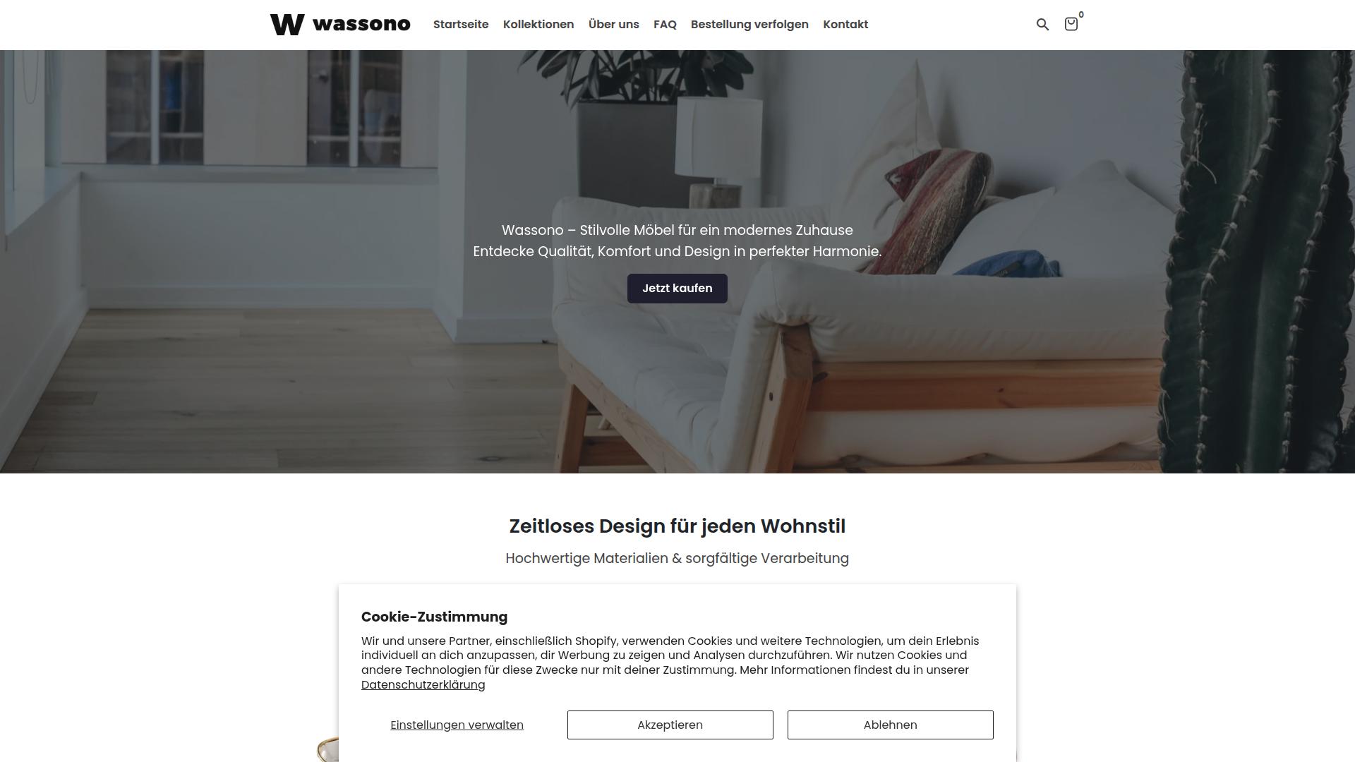 Screenshot wassono.myshopify.com