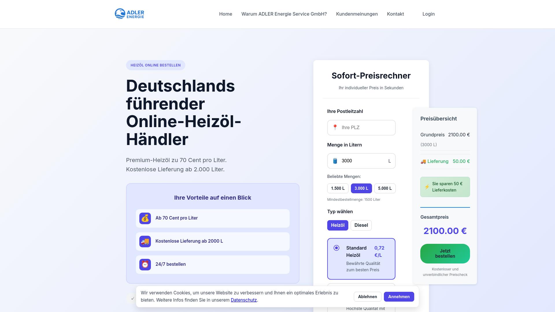 Screenshot adler-energie.de