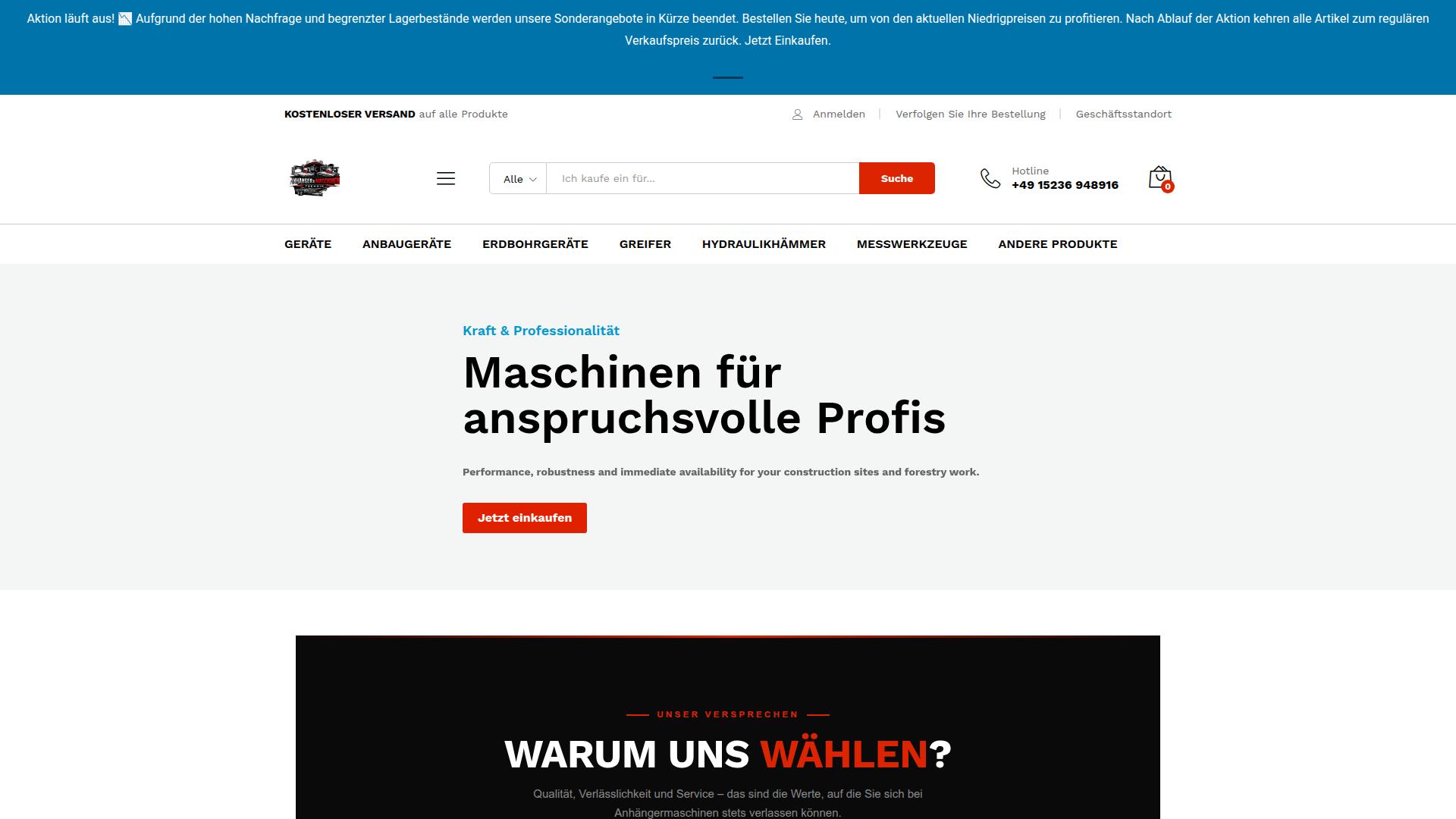 Screenshot anhangermaschinen.com