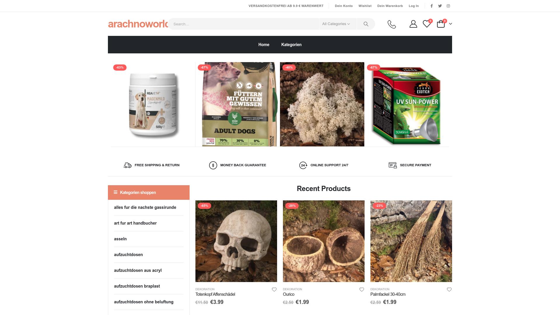 Screenshot arachnoworld.shop
