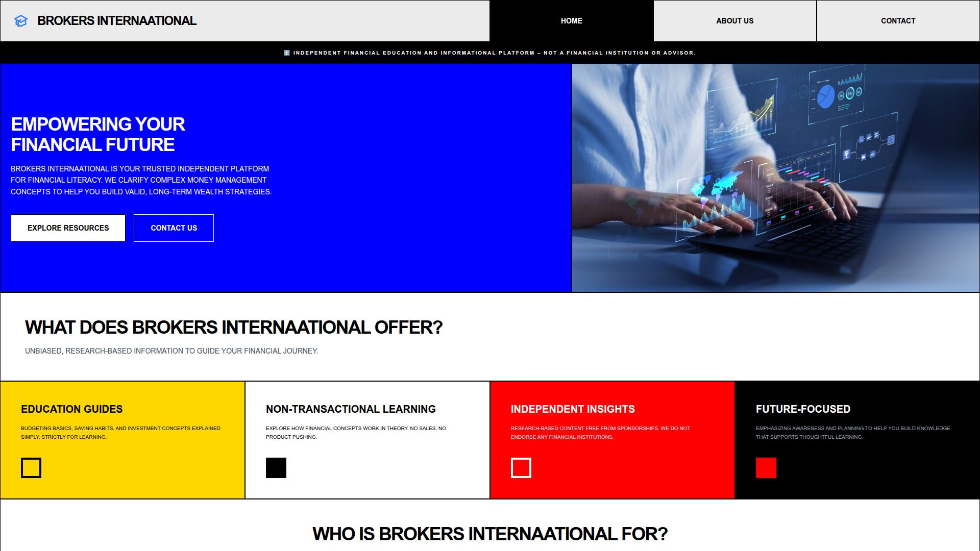 Screenshot brokersinternaational.com