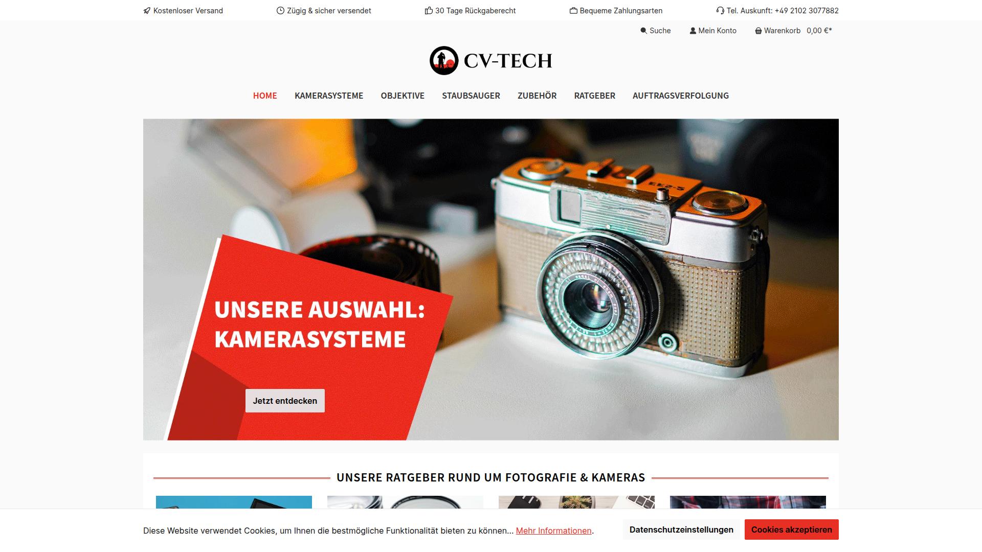 Screenshot cv-tech-onlineshop.de