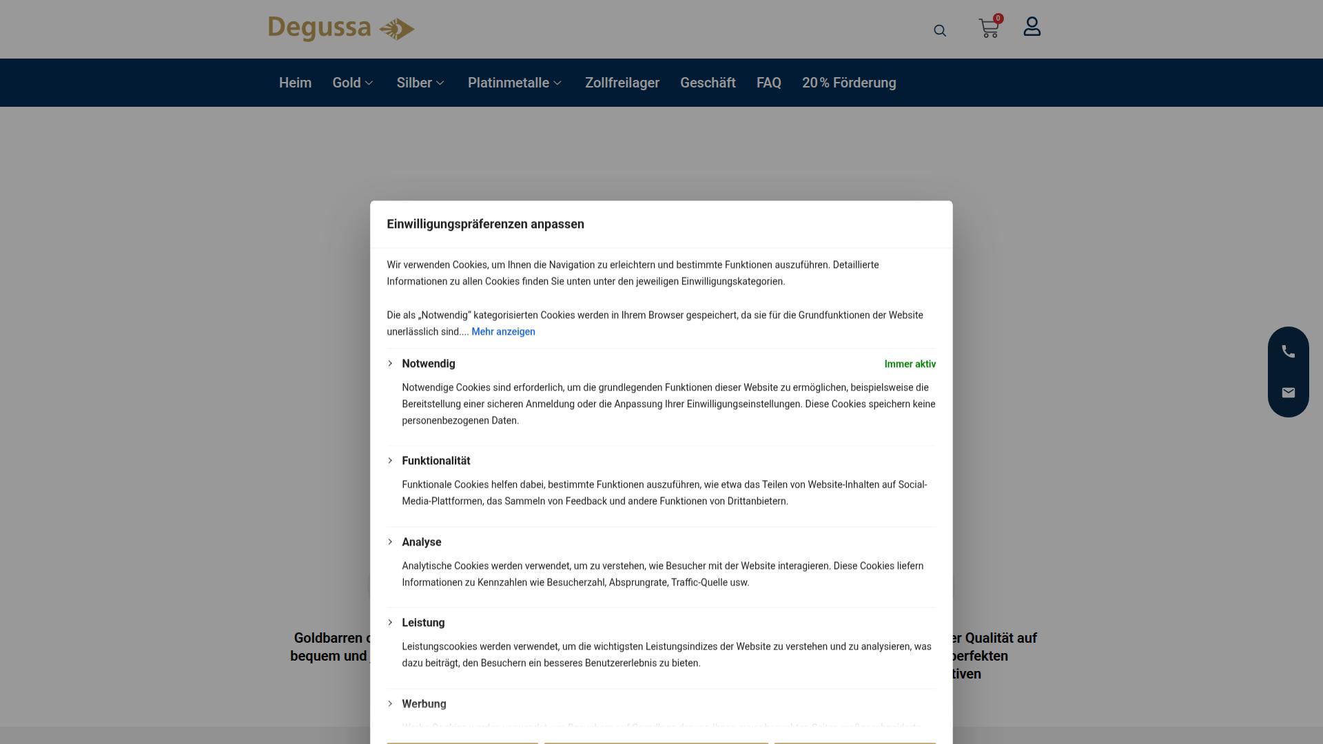 Screenshot degussaonline.de